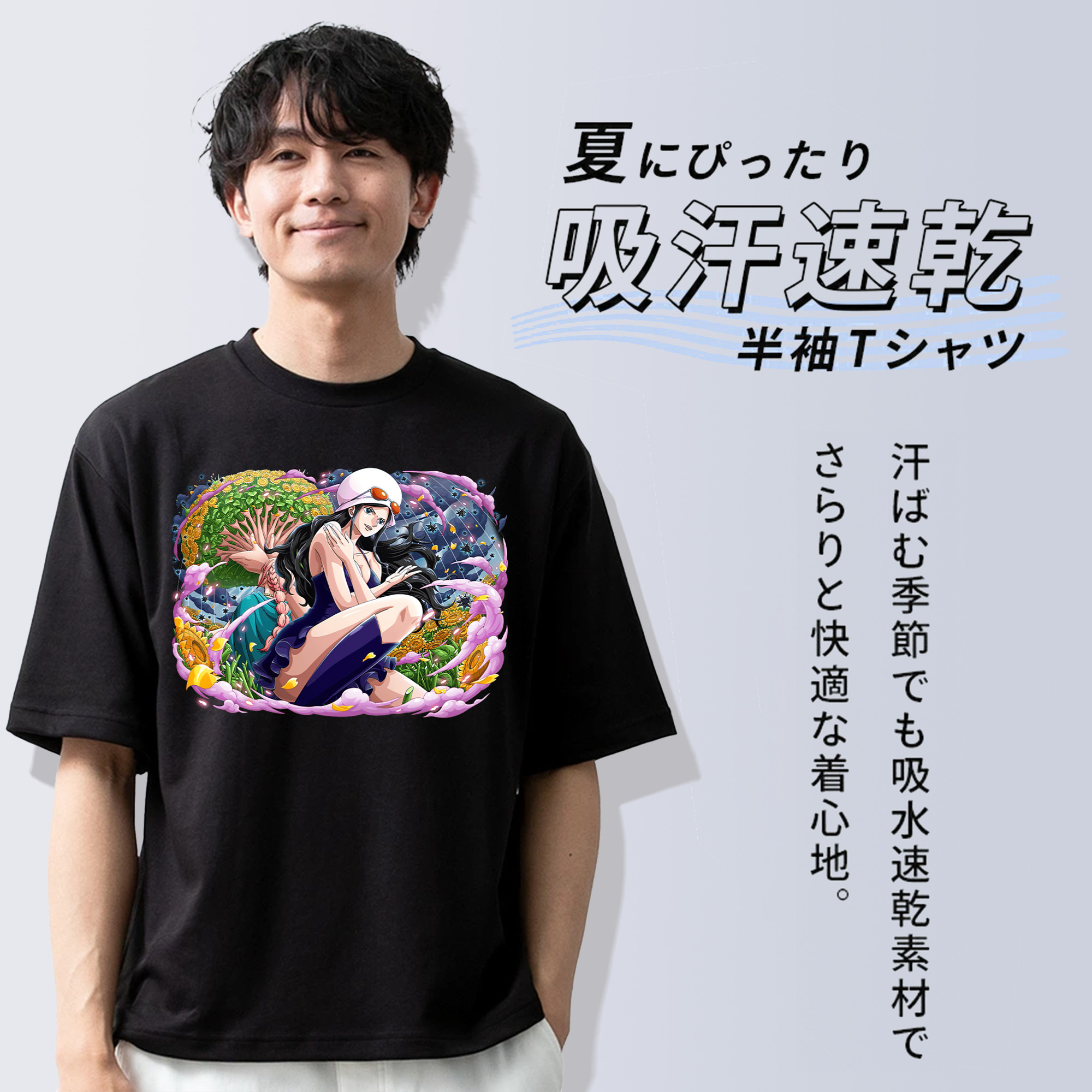 ワンピース ニコ・ロビン ONE PIECE Nico Robin 綿100％半袖Tシャツ（フロントプリント）