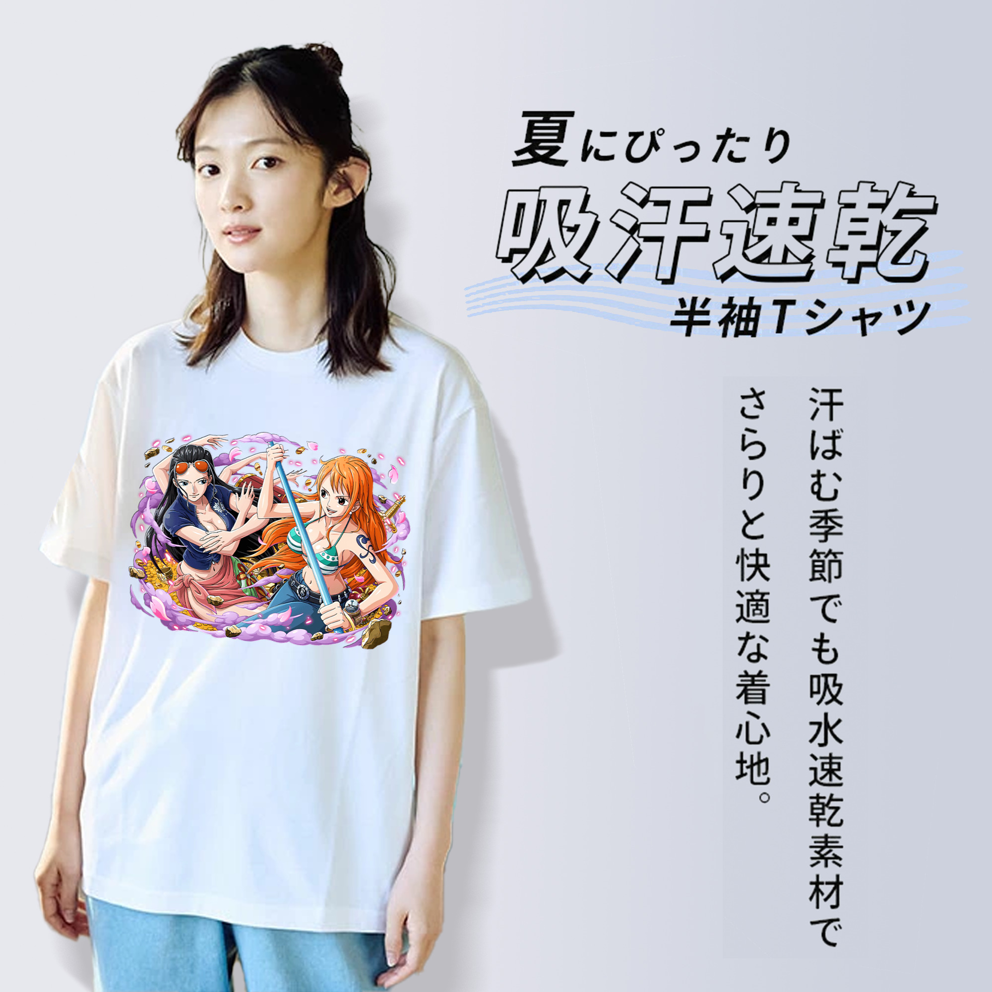 ワンピース ニコ・ロビン ONE PIECE Nico Robin 綿100％半袖Tシャツ（フロントプリント）