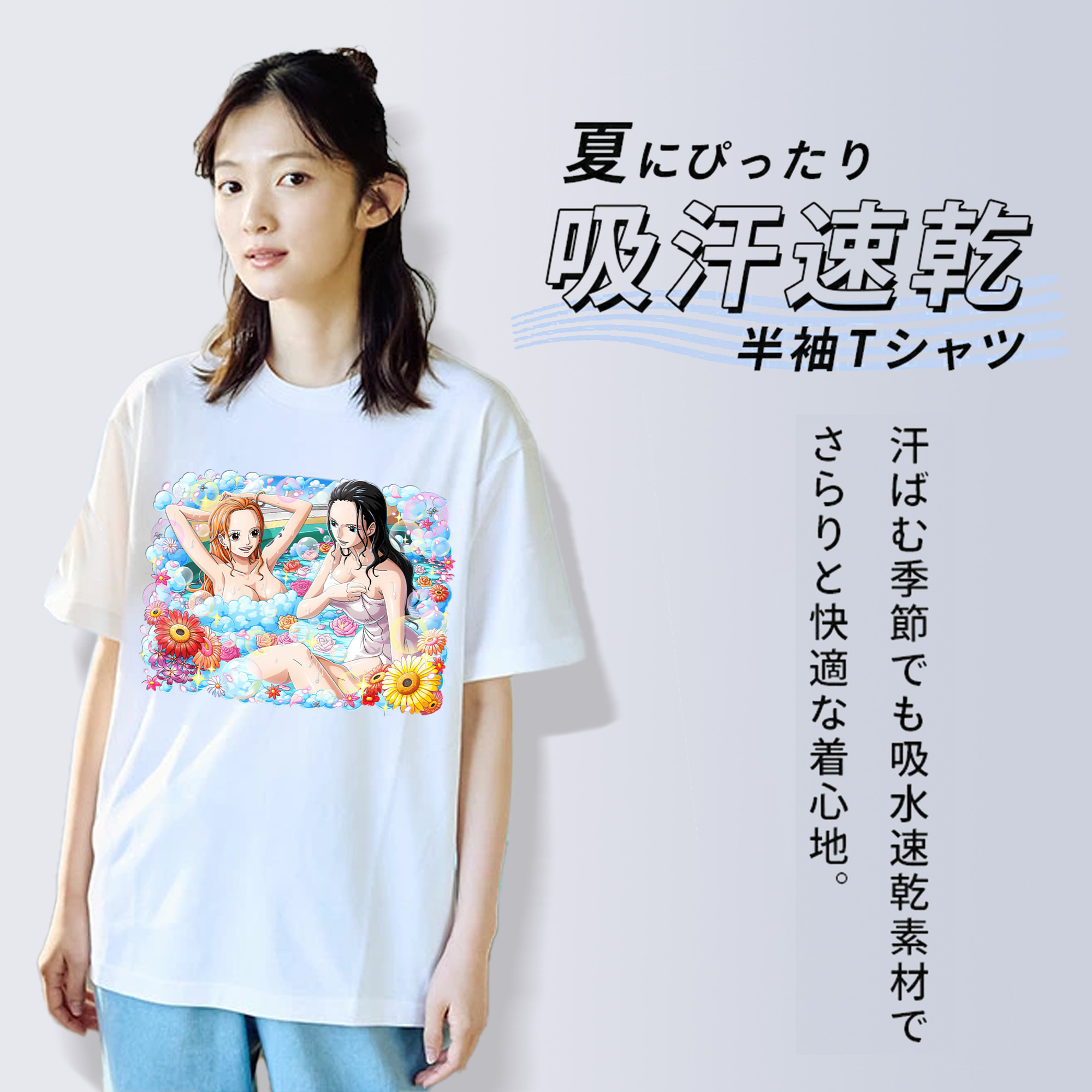 ワンピース ニコ・ロビン ONE PIECE Nico Robin 綿100％半袖Tシャツ（フロントプリント）