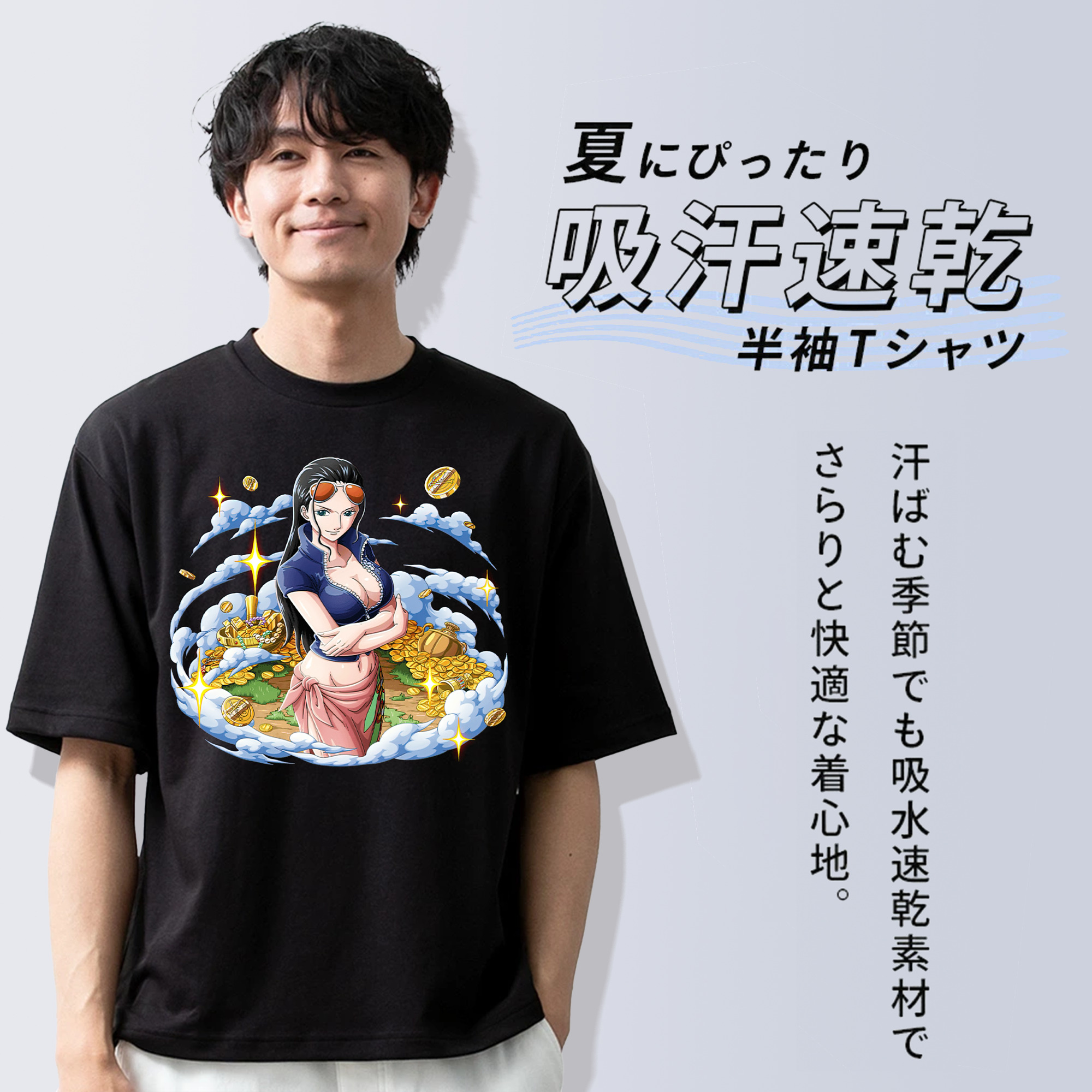 ワンピース ニコ・ロビン ONE PIECE Nico Robin 綿100％半袖Tシャツ（フロントプリント）
