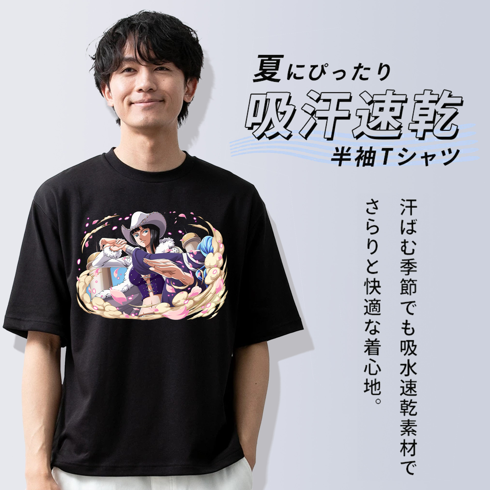 ワンピース ニコ・ロビン ONE PIECE Nico Robin 綿100％半袖Tシャツ（フロントプリント）
