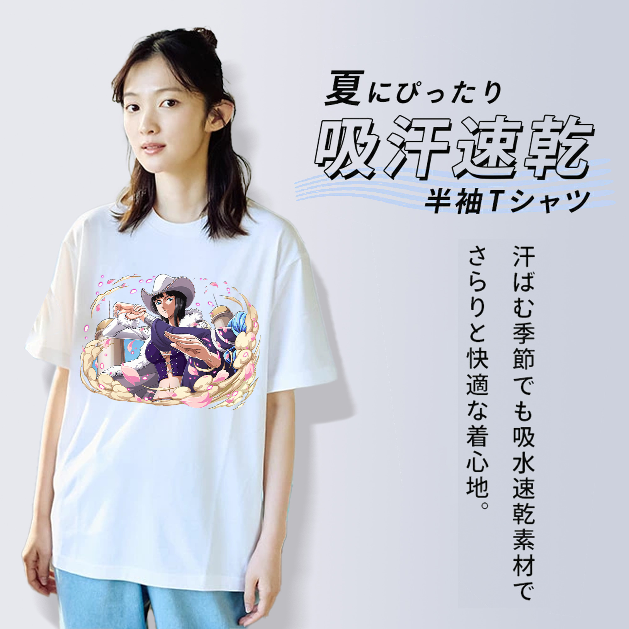 ワンピース ニコ・ロビン ONE PIECE Nico Robin 綿100％半袖Tシャツ（フロントプリント）