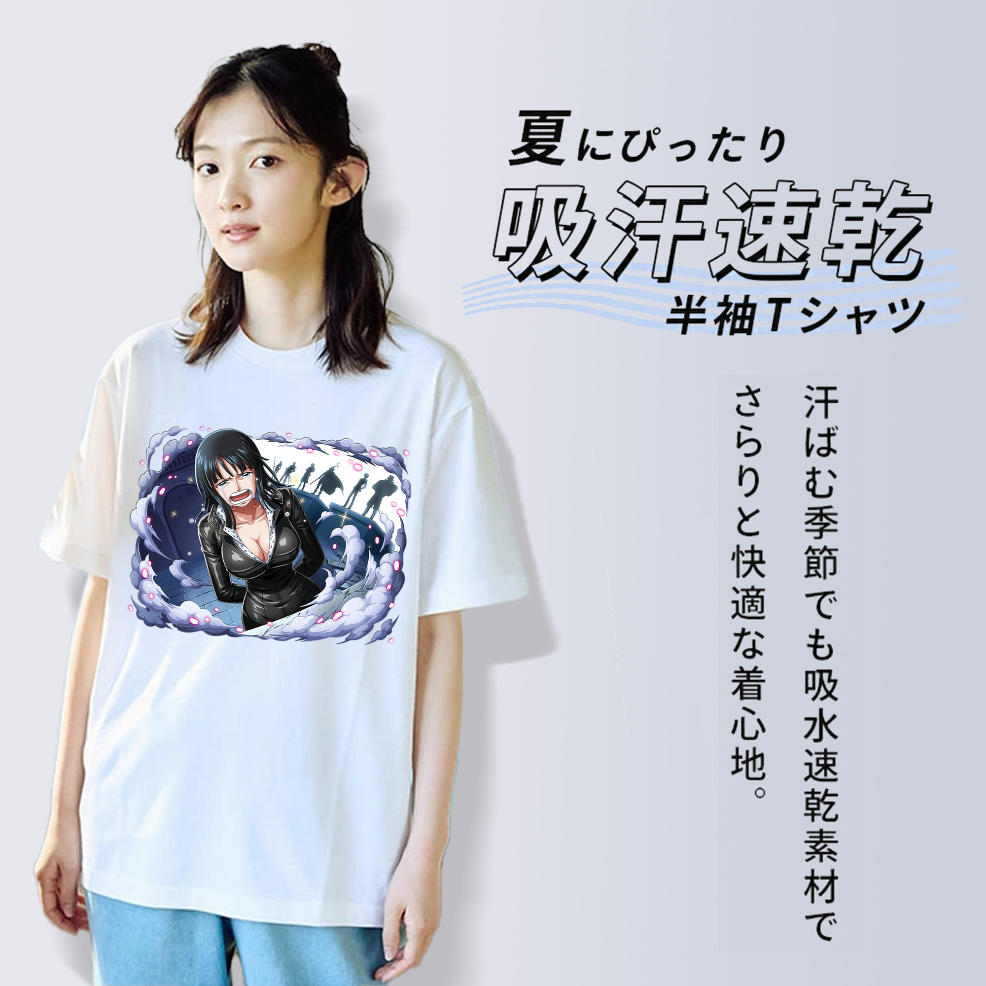 ワンピース ニコ・ロビン ONE PIECE Nico Robin 綿100％半袖Tシャツ（フロントプリント）