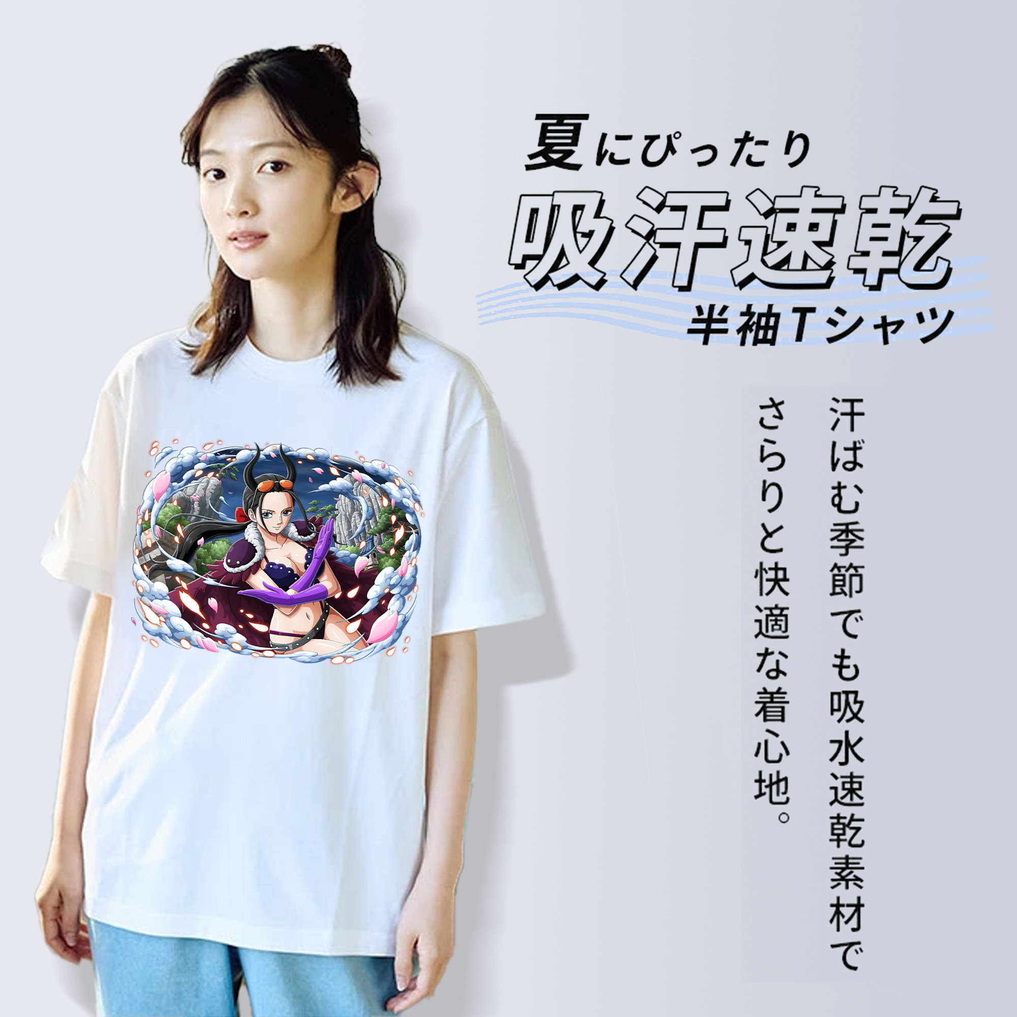 ワンピース ニコ・ロビン ONE PIECE Nico Robin 綿100％半袖Tシャツ（フロントプリント）
