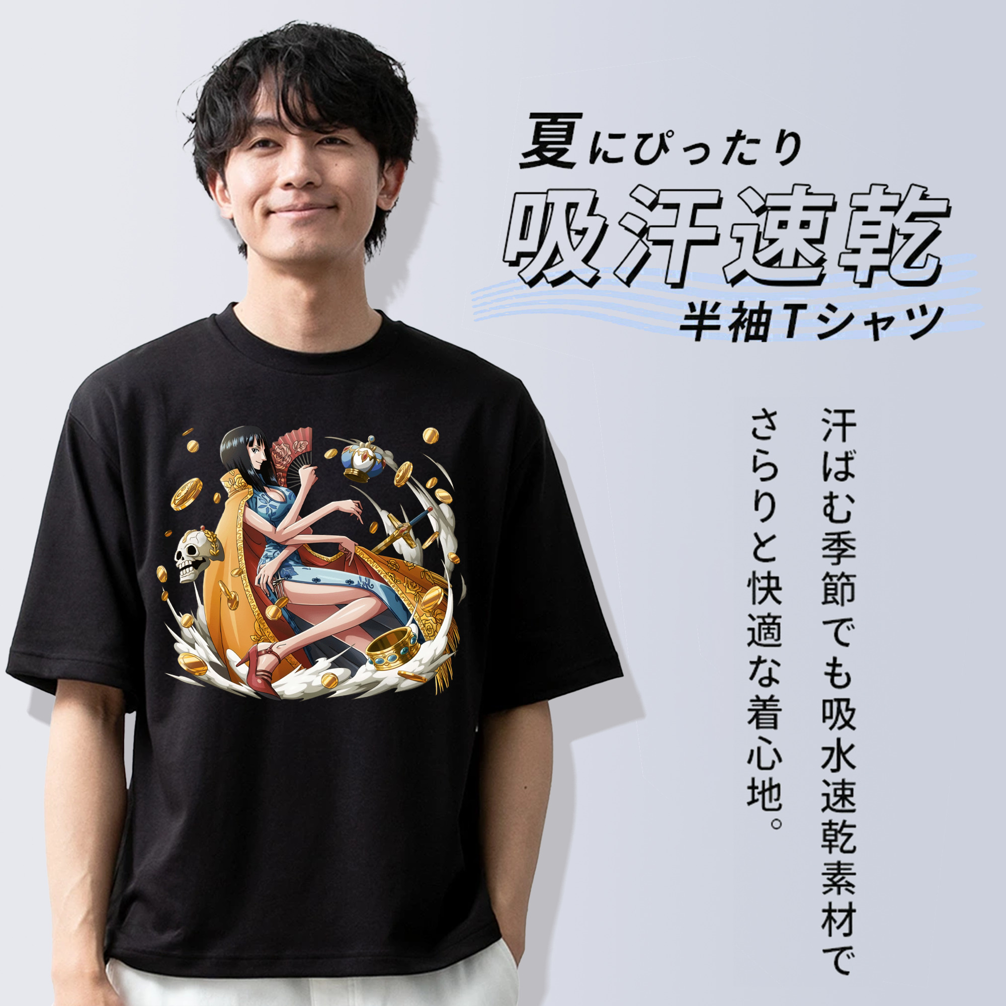ワンピース ニコ・ロビン ONE PIECE Nico Robin 綿100％半袖Tシャツ（フロントプリント）