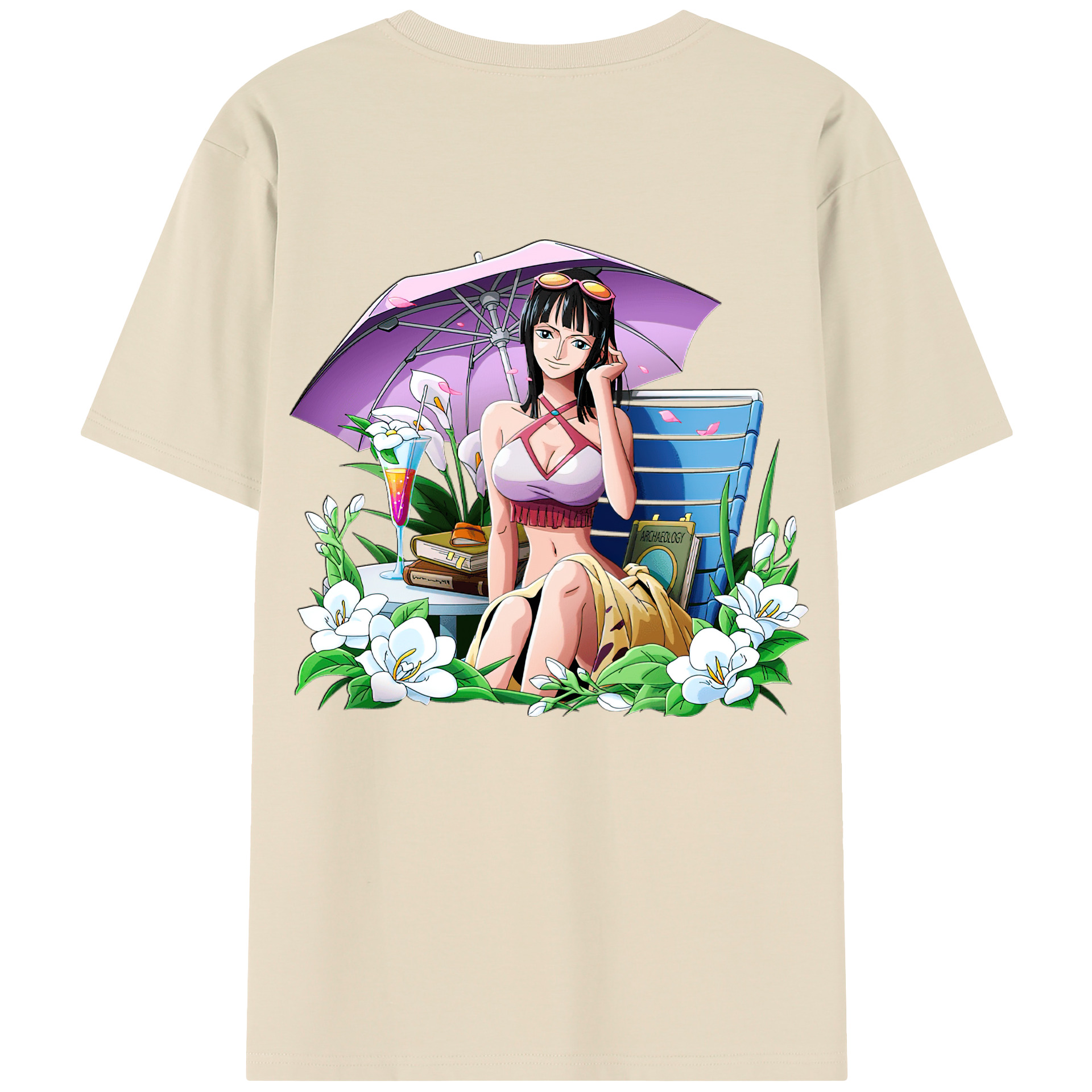 ワンピース ニコ・ロビン ONE PIECE Nico Robin 綿100％半袖Tシャツ（背面プリント）