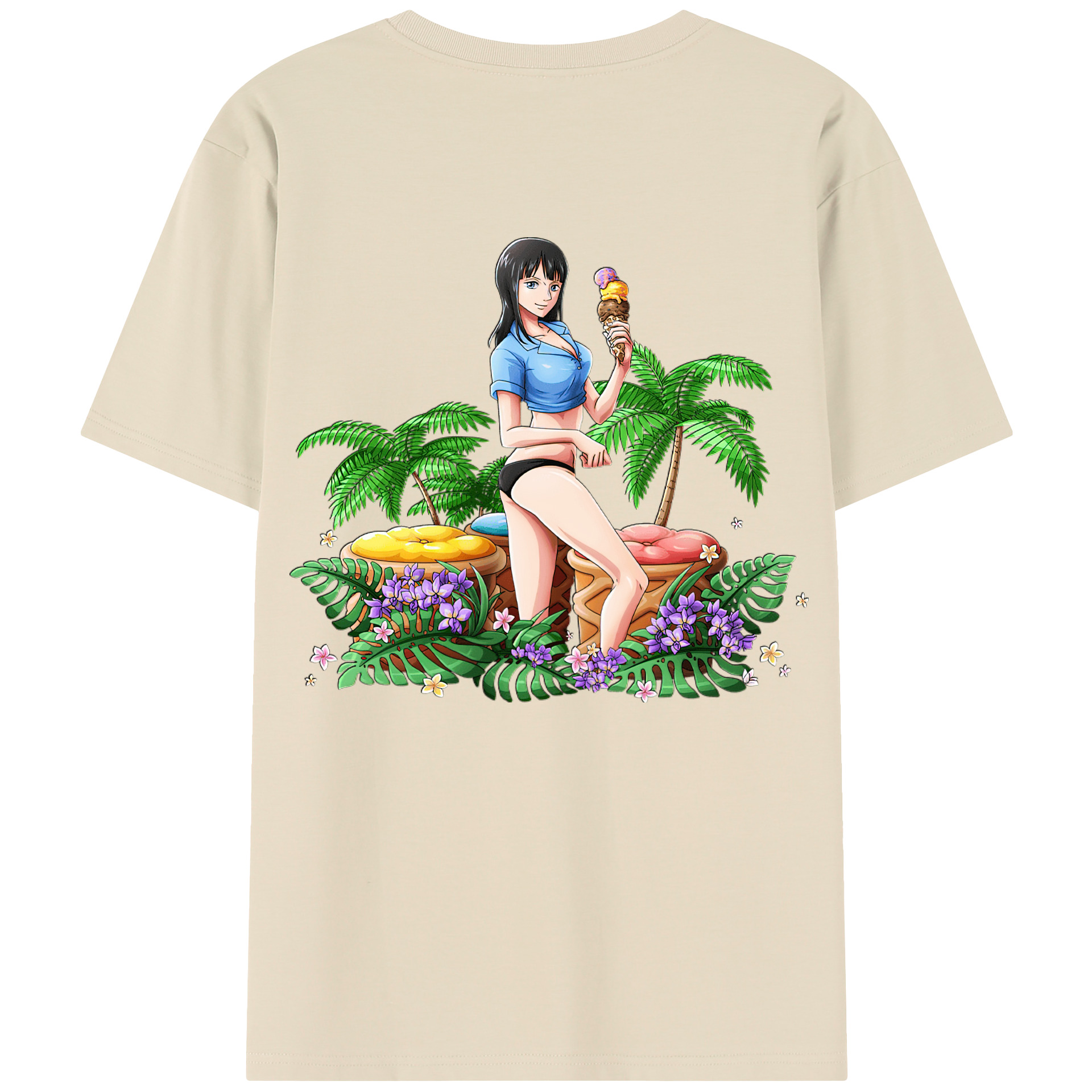 ワンピース ニコ・ロビン ONE PIECE Nico Robin 綿100％半袖Tシャツ（背面プリント）