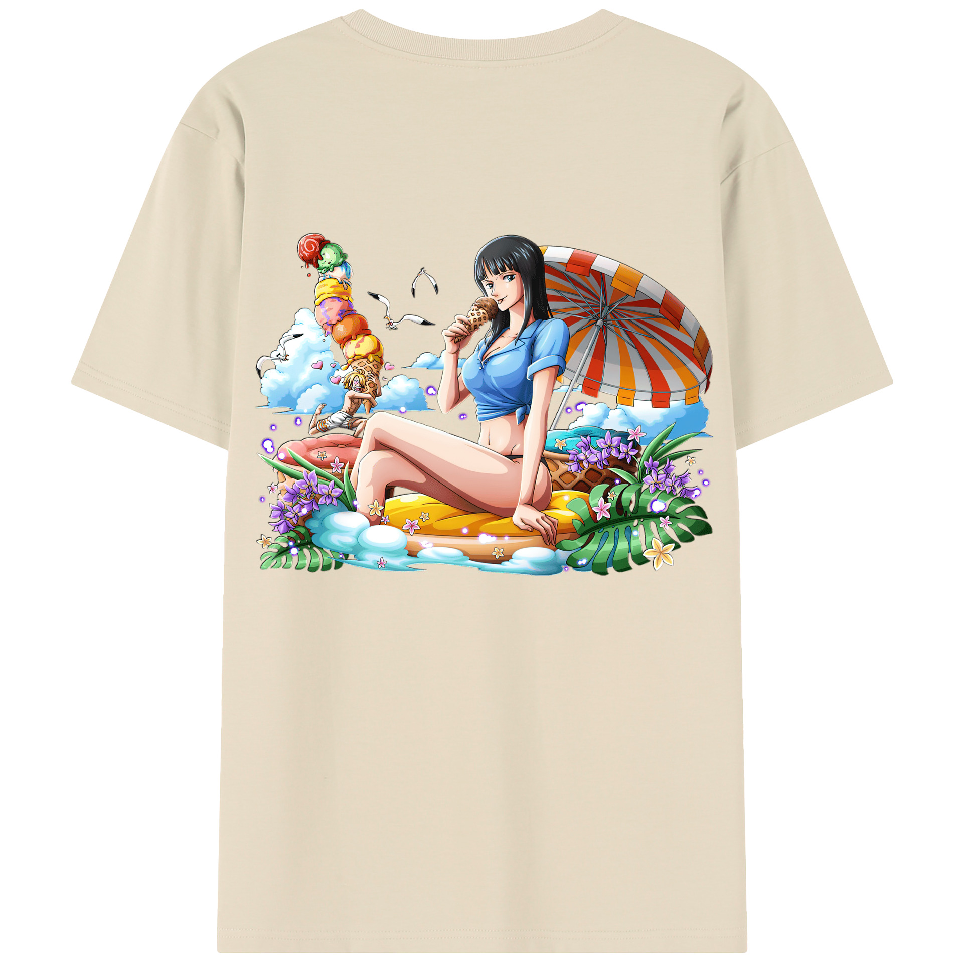 （画像用） ワンピース ニコ・ロビン ONE PIECE Nico Robin 綿100％半袖Tシャツ（背面プリント）
