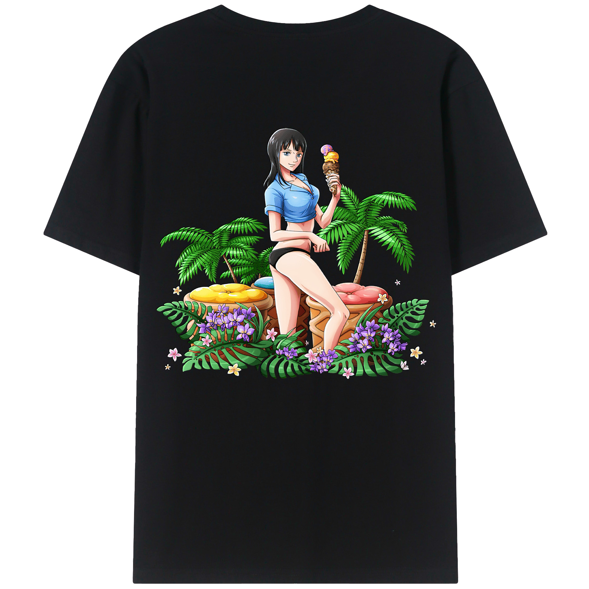 ワンピース ニコ・ロビン ONE PIECE Nico Robin 綿100％半袖Tシャツ（背面プリント）