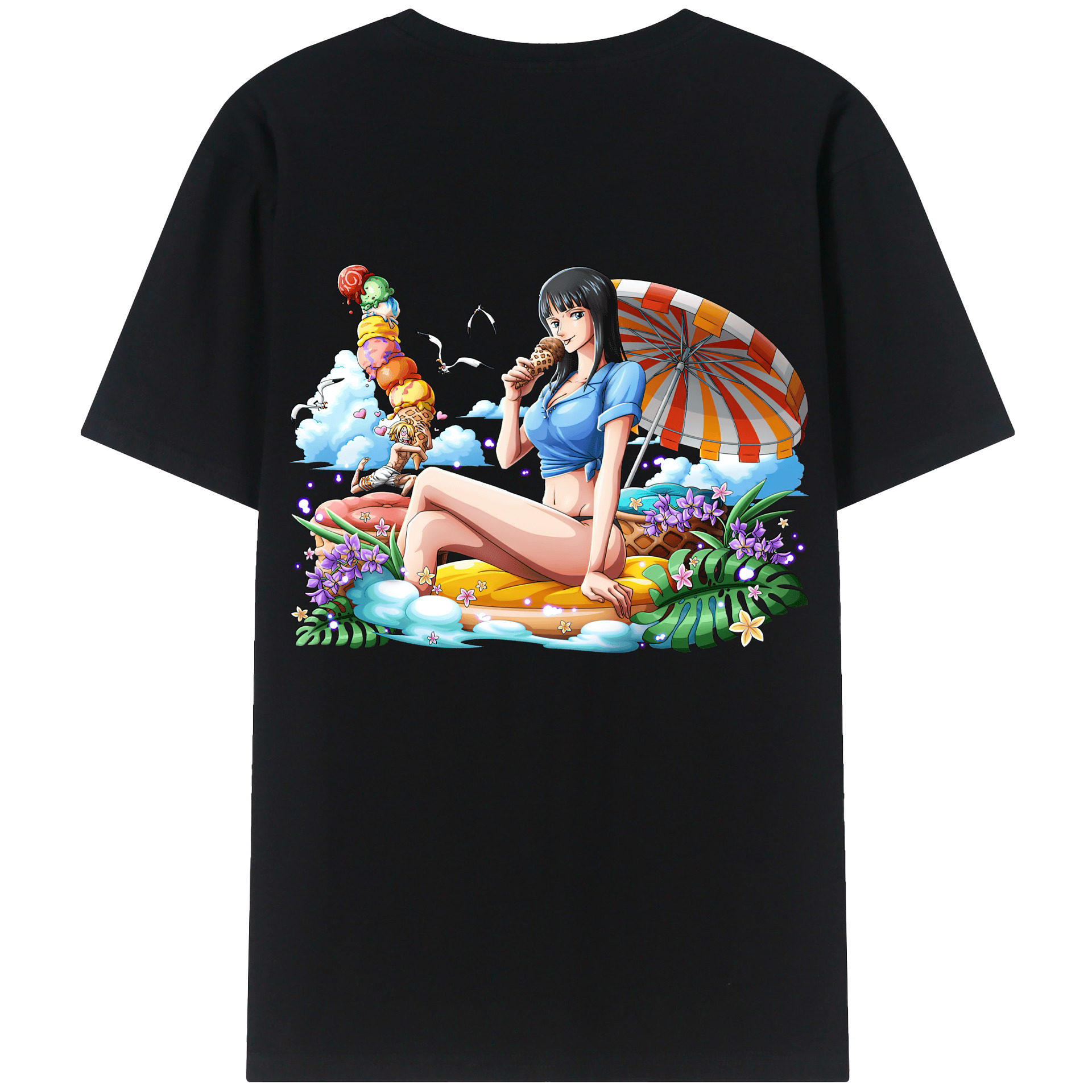 （画像用） ワンピース ニコ・ロビン ONE PIECE Nico Robin 綿100％半袖Tシャツ（背面プリント）