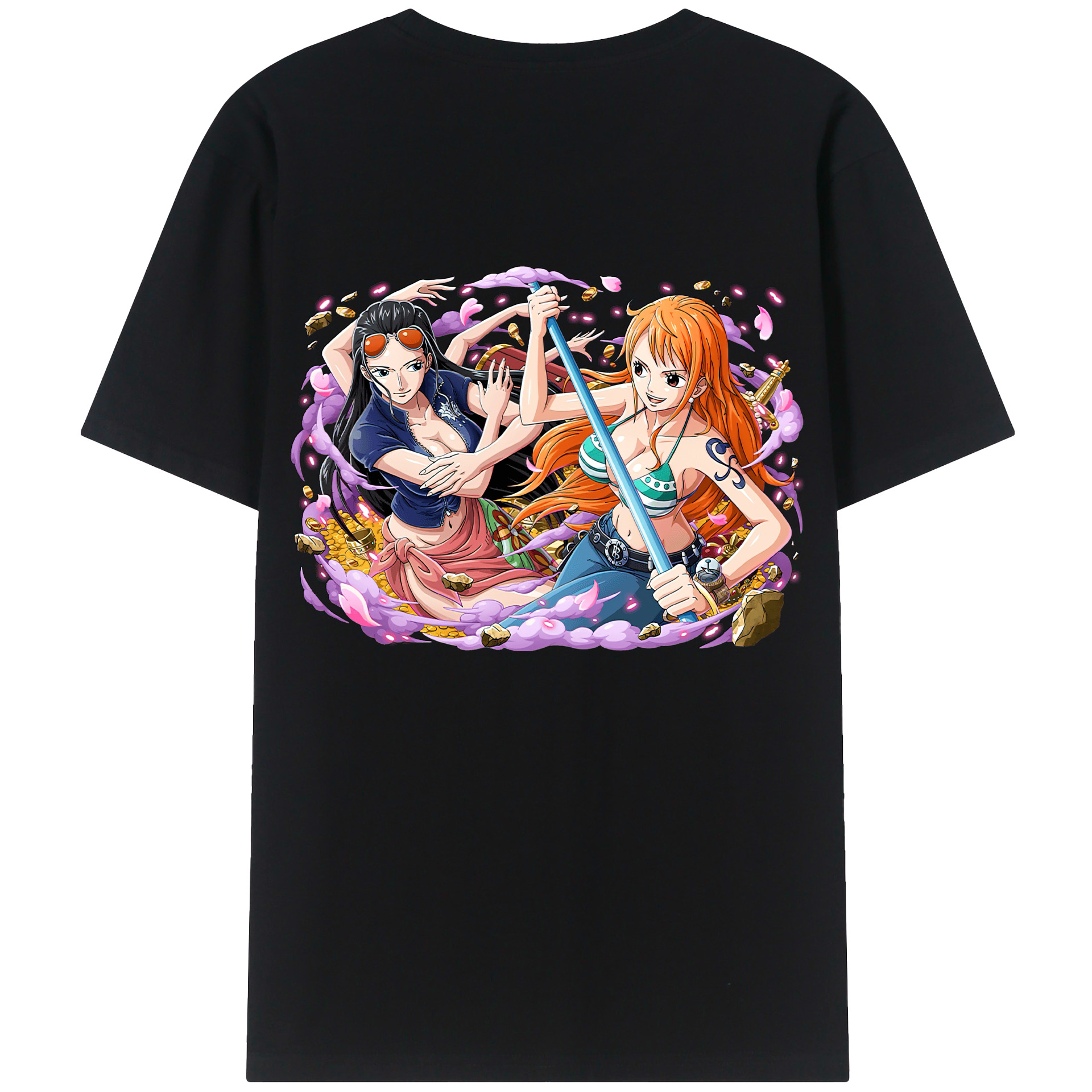 ワンピース ニコ・ロビン ONE PIECE Nico Robin 綿100％半袖Tシャツ（背面プリント）