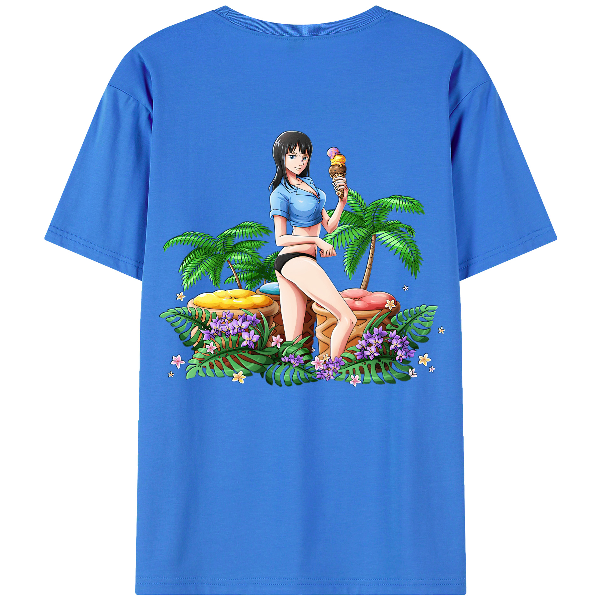 ワンピース ニコ・ロビン ONE PIECE Nico Robin 綿100％半袖Tシャツ（背面プリント）