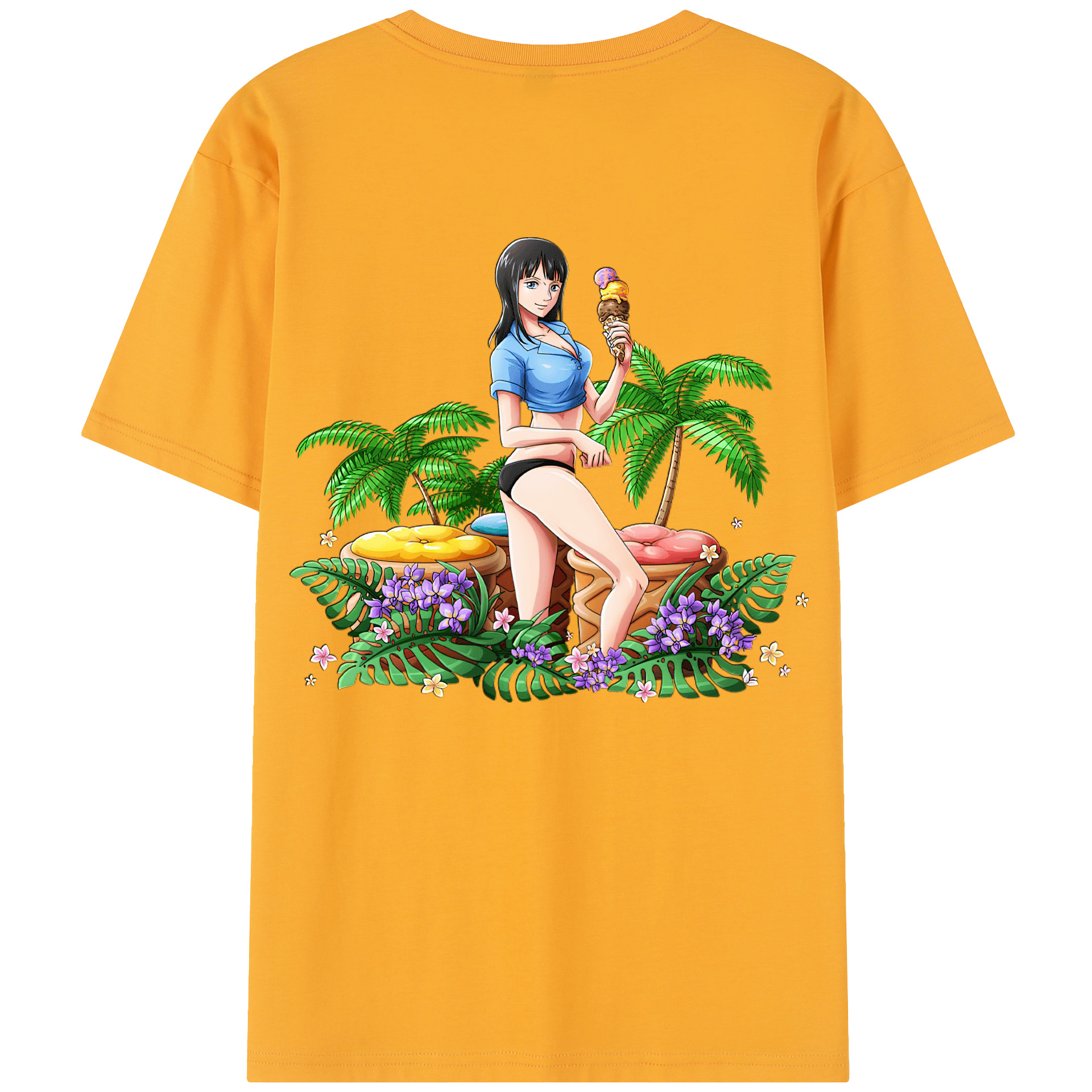 ワンピース ニコ・ロビン ONE PIECE Nico Robin 綿100％半袖Tシャツ（背面プリント）