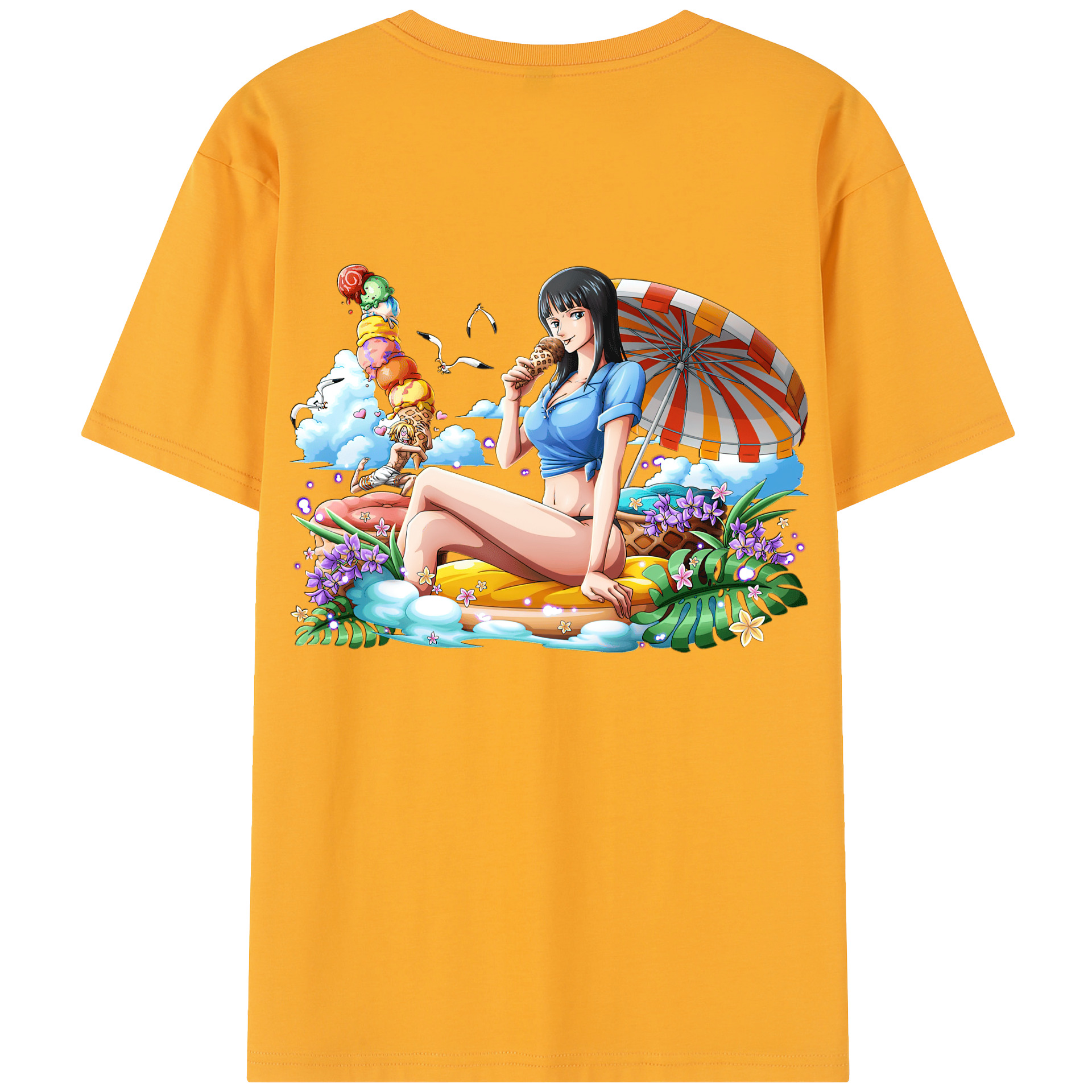 （画像用） ワンピース ニコ・ロビン ONE PIECE Nico Robin 綿100％半袖Tシャツ（背面プリント）
