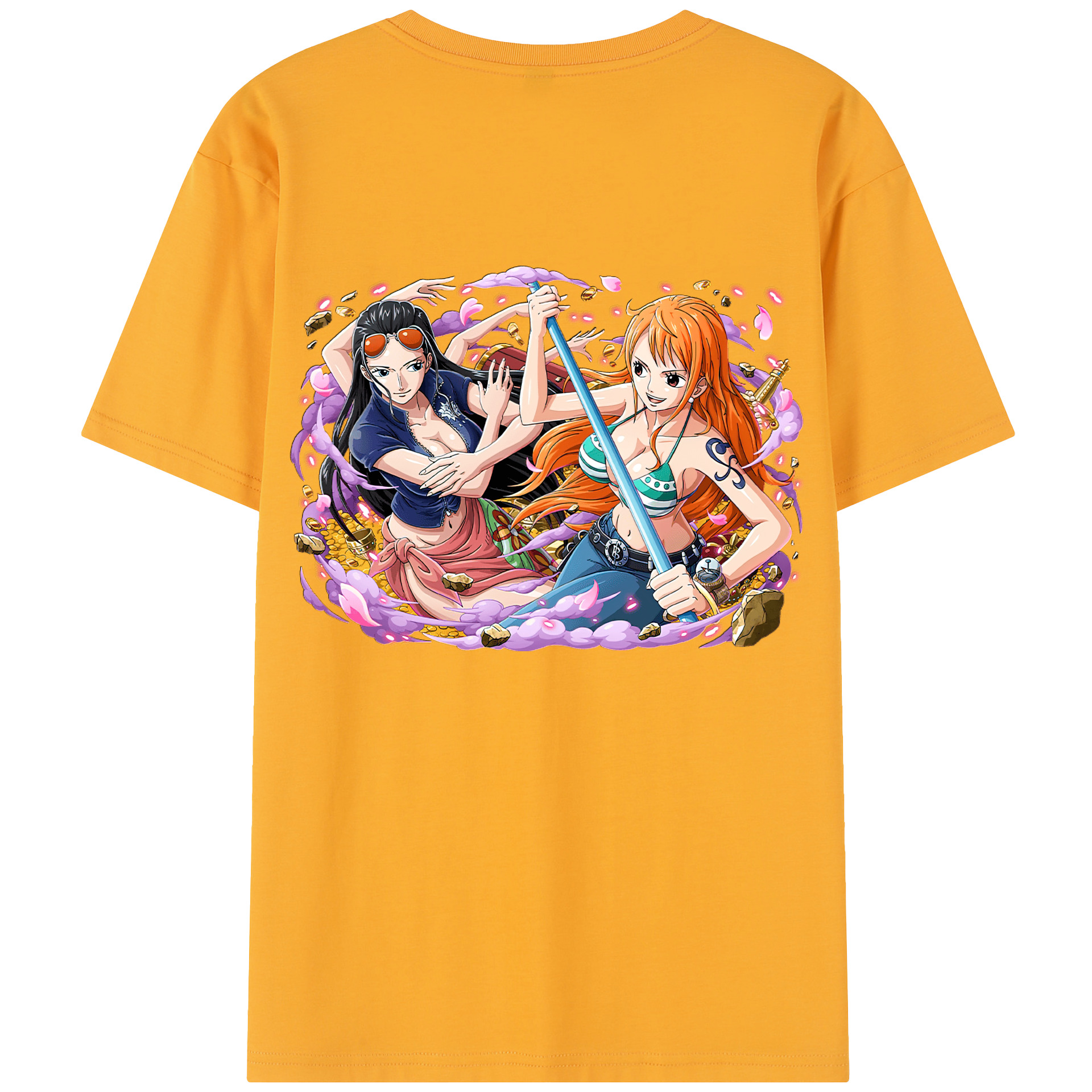 ワンピース ニコ・ロビン ONE PIECE Nico Robin 綿100％半袖Tシャツ（背面プリント）