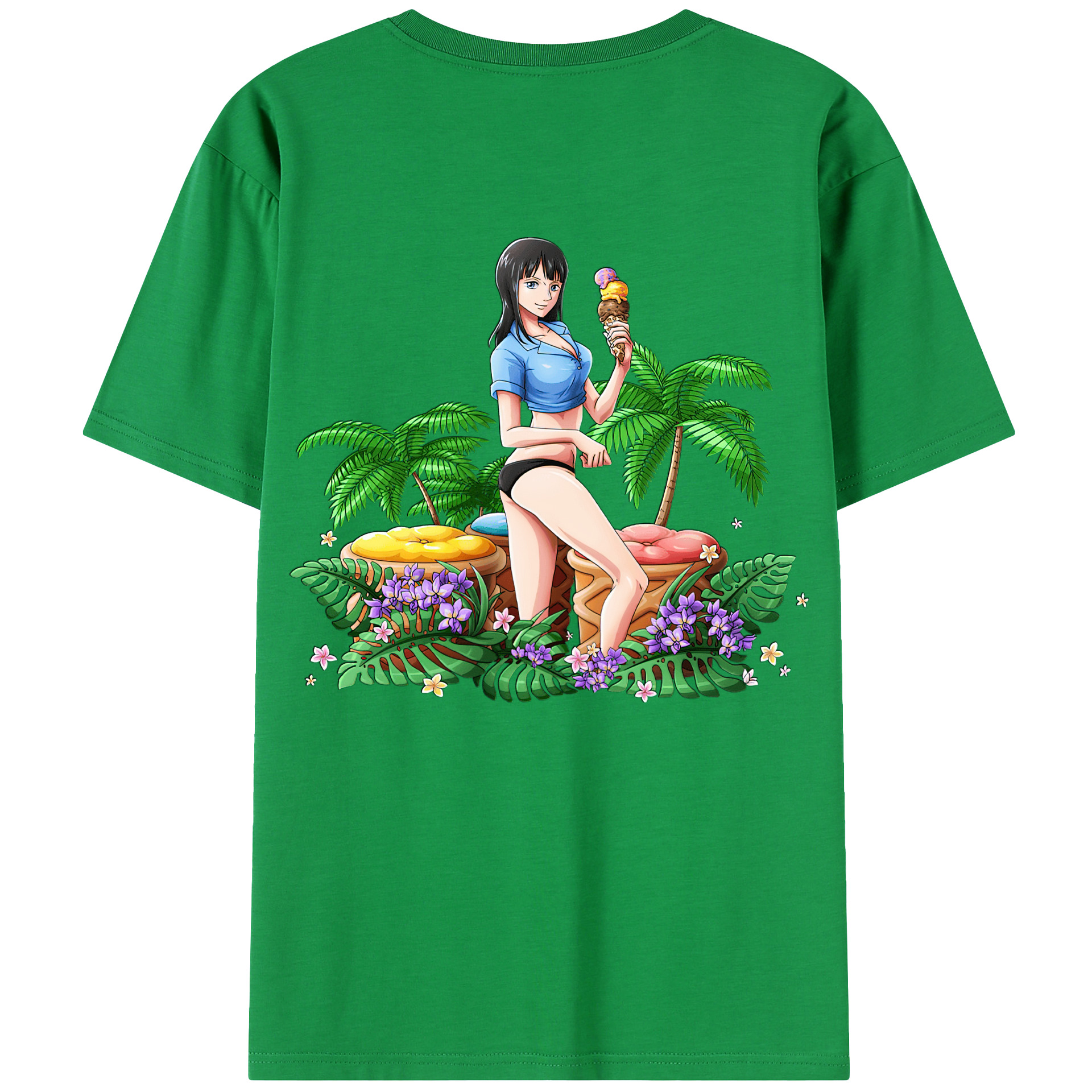 ワンピース ニコ・ロビン ONE PIECE Nico Robin 綿100％半袖Tシャツ（背面プリント）