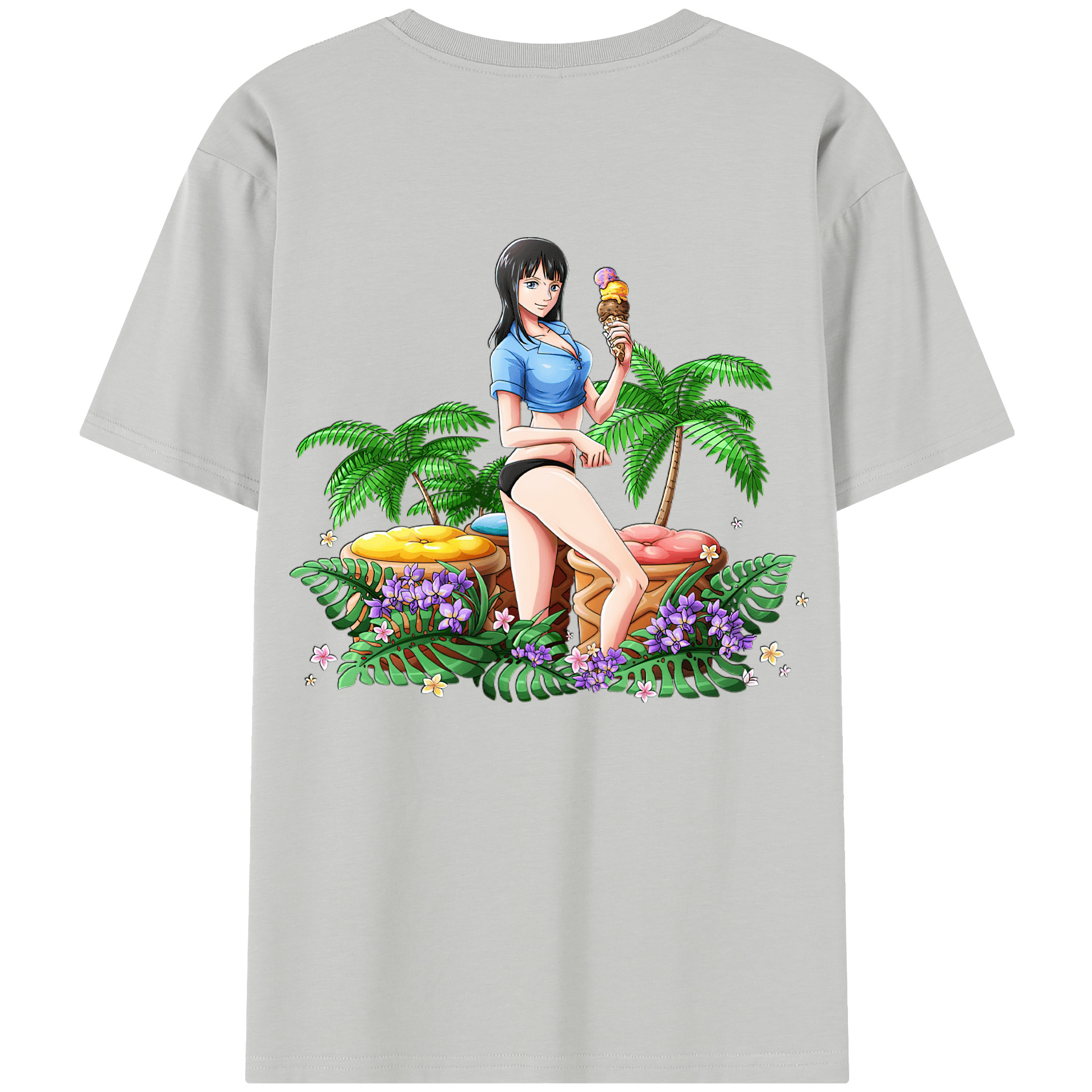 ワンピース ニコ・ロビン ONE PIECE Nico Robin 綿100％半袖Tシャツ（背面プリント）