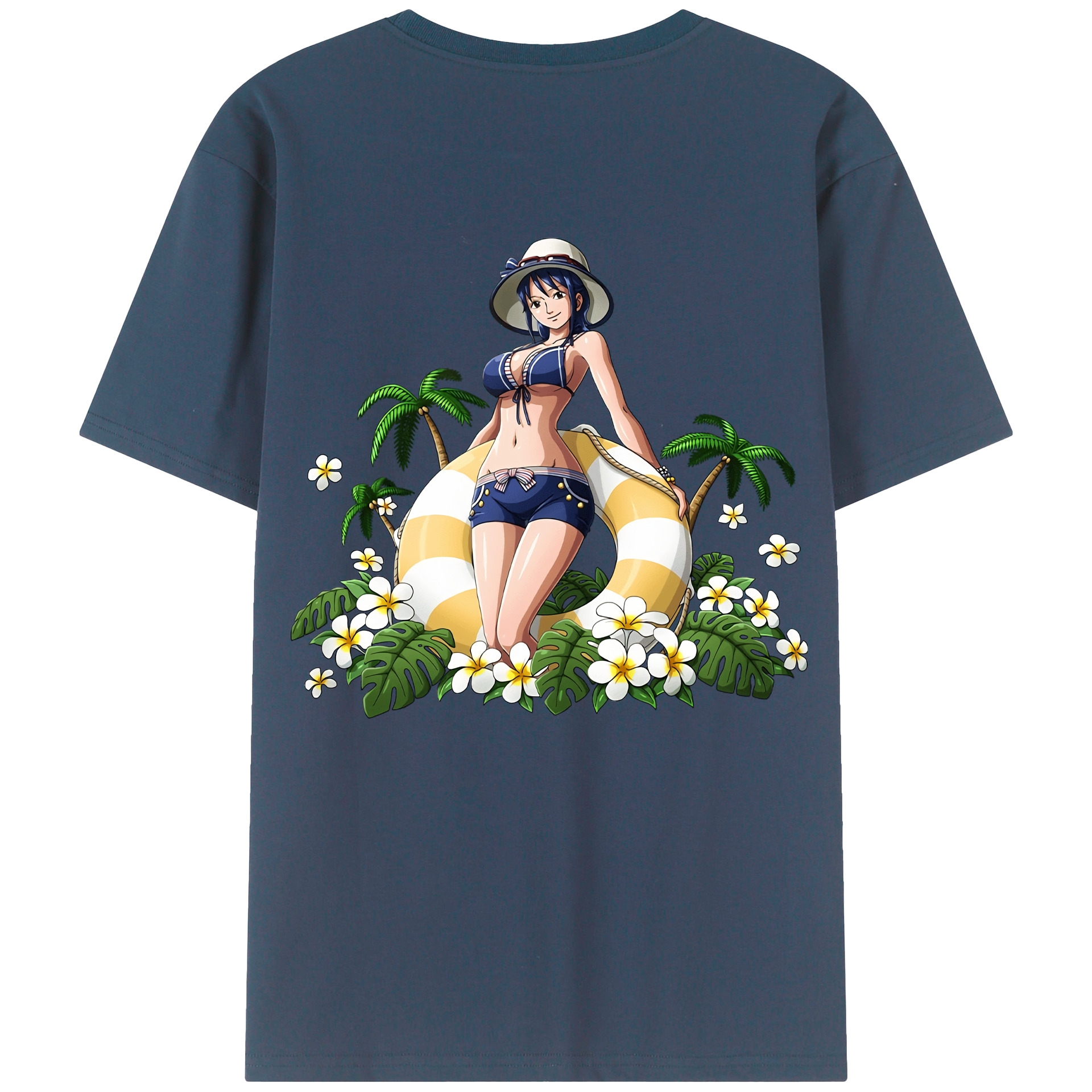 ワンピース ニコ・ロビン ONE PIECE Nico Robin 綿100％半袖Tシャツ（背面プリント）