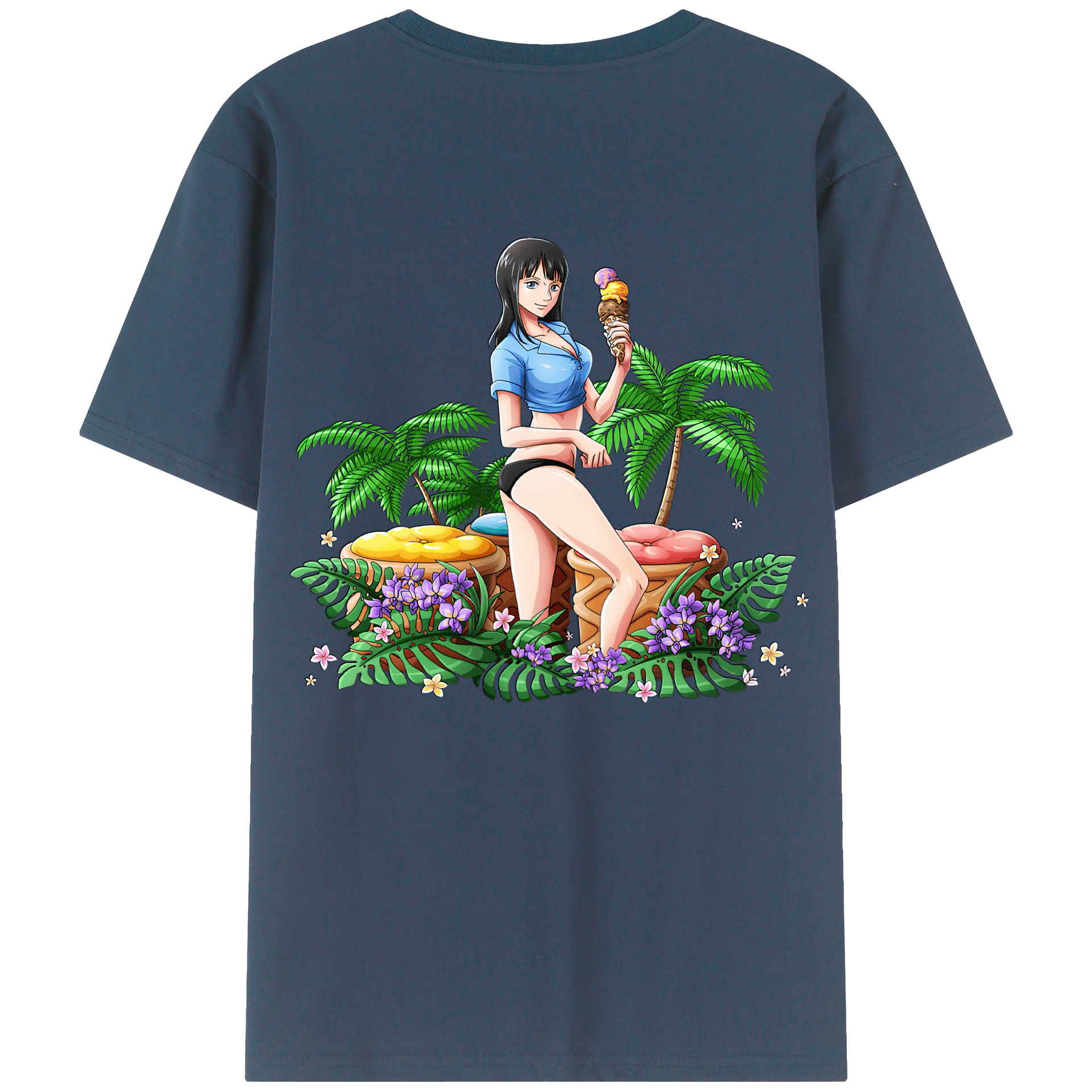 ワンピース ニコ・ロビン ONE PIECE Nico Robin 綿100％半袖Tシャツ（背面プリント）
