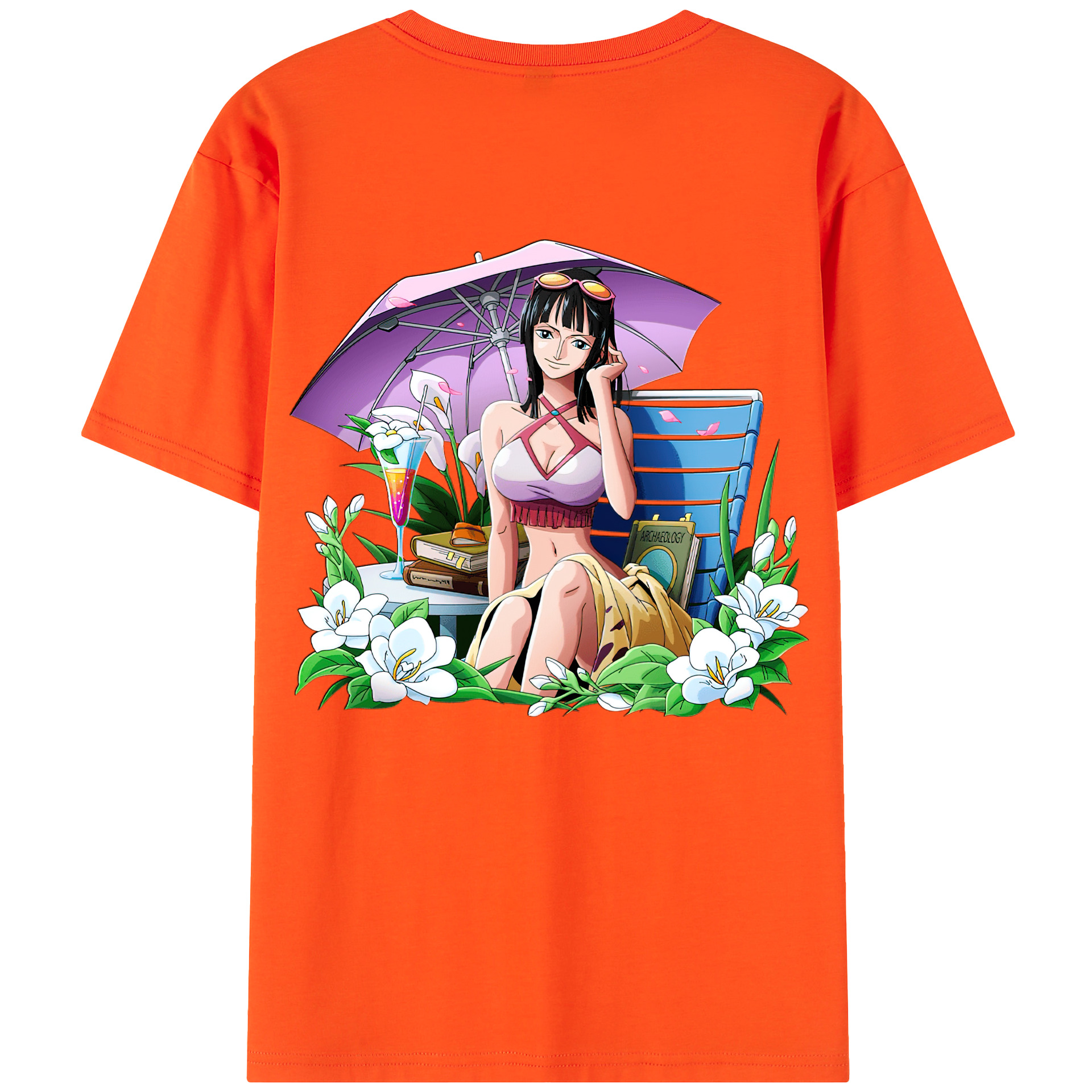 ワンピース ニコ・ロビン ONE PIECE Nico Robin 綿100％半袖Tシャツ（背面プリント）