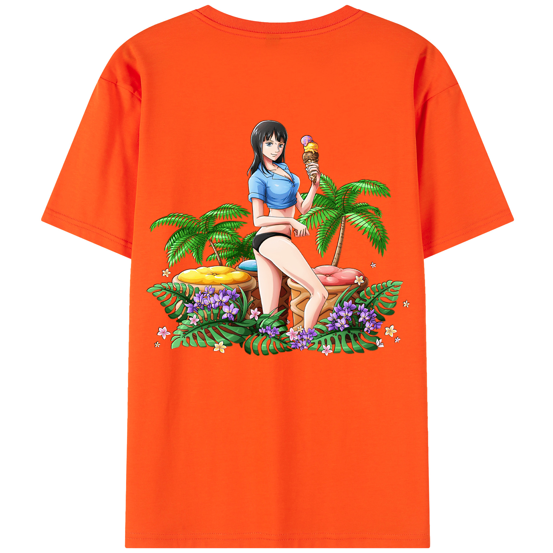 ワンピース ニコ・ロビン ONE PIECE Nico Robin 綿100％半袖Tシャツ（背面プリント）