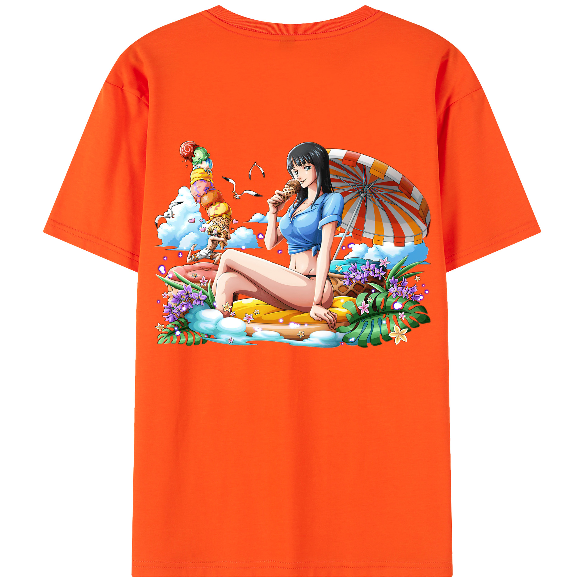 （画像用） ワンピース ニコ・ロビン ONE PIECE Nico Robin 綿100％半袖Tシャツ（背面プリント）
