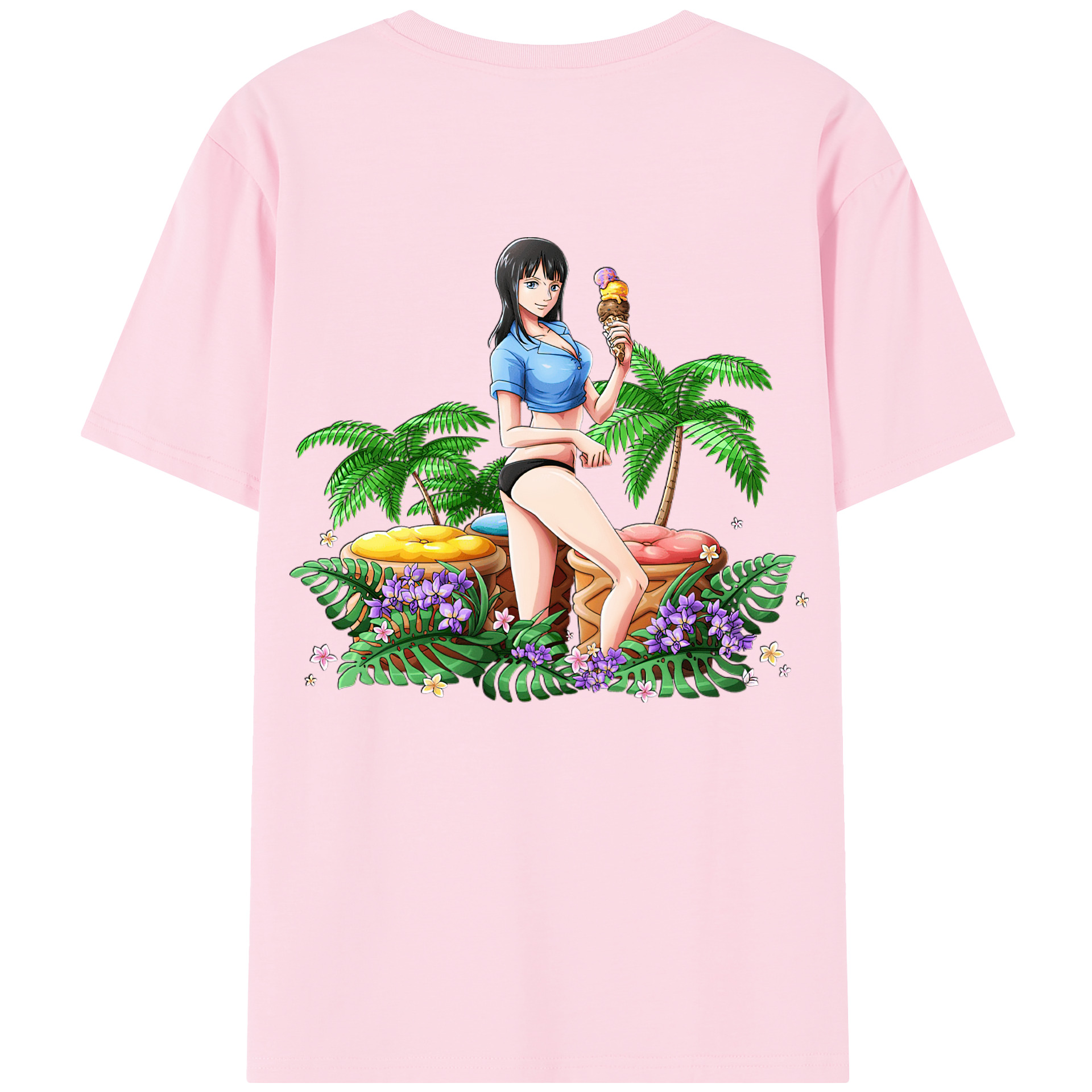 ワンピース ニコ・ロビン ONE PIECE Nico Robin 綿100％半袖Tシャツ（背面プリント）