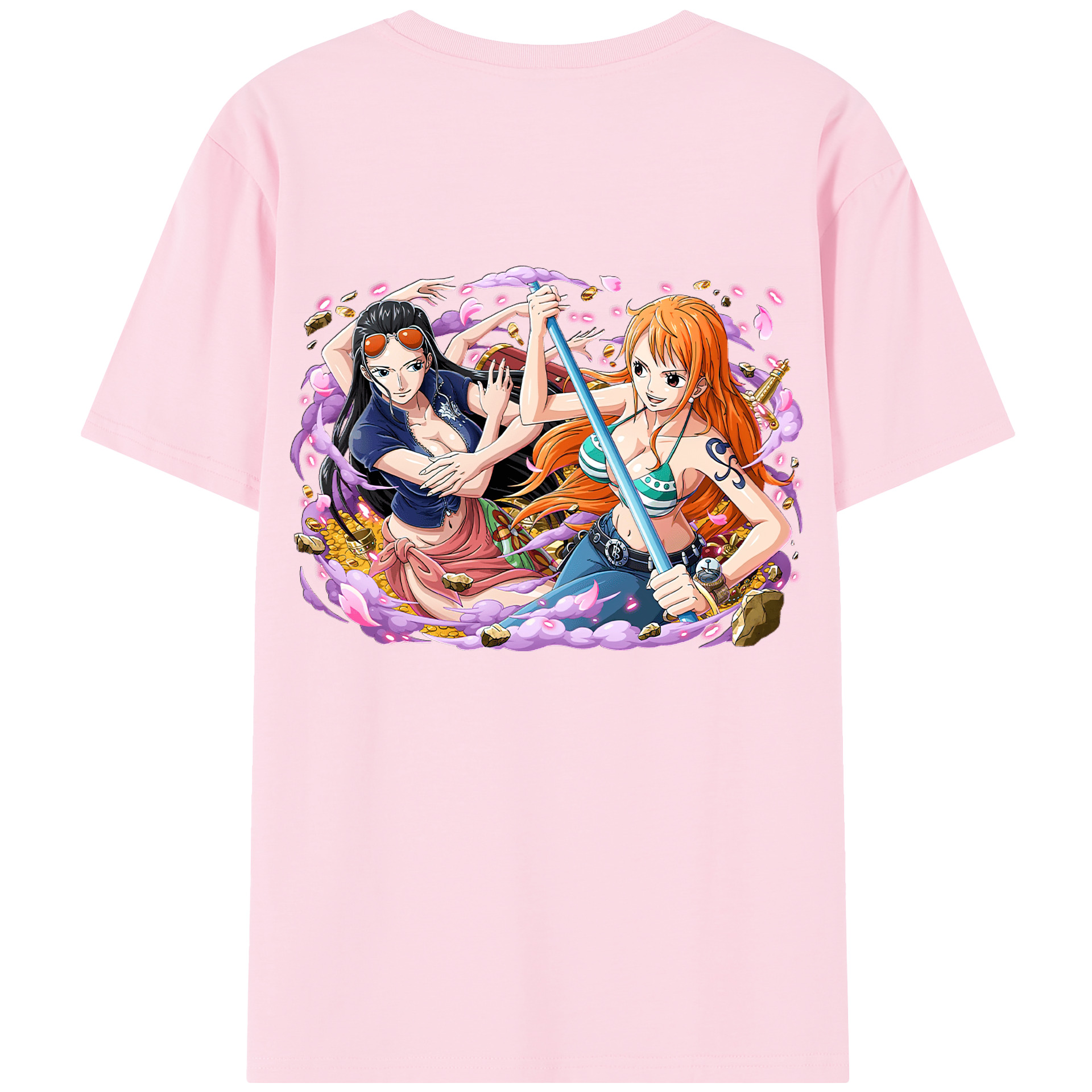 ワンピース ニコ・ロビン ONE PIECE Nico Robin 綿100％半袖Tシャツ（背面プリント）
