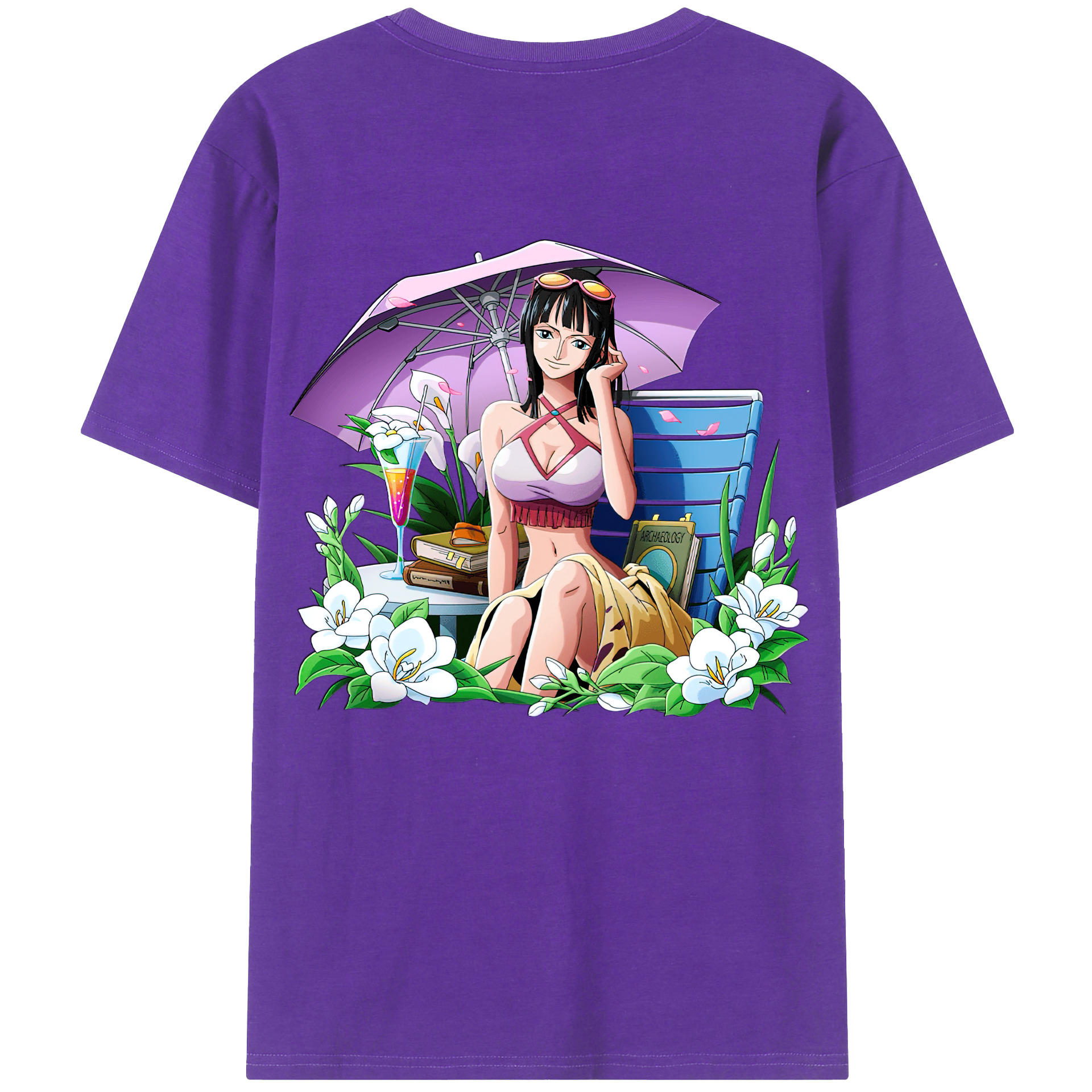 ワンピース ニコ・ロビン ONE PIECE Nico Robin 綿100％半袖Tシャツ（背面プリント）