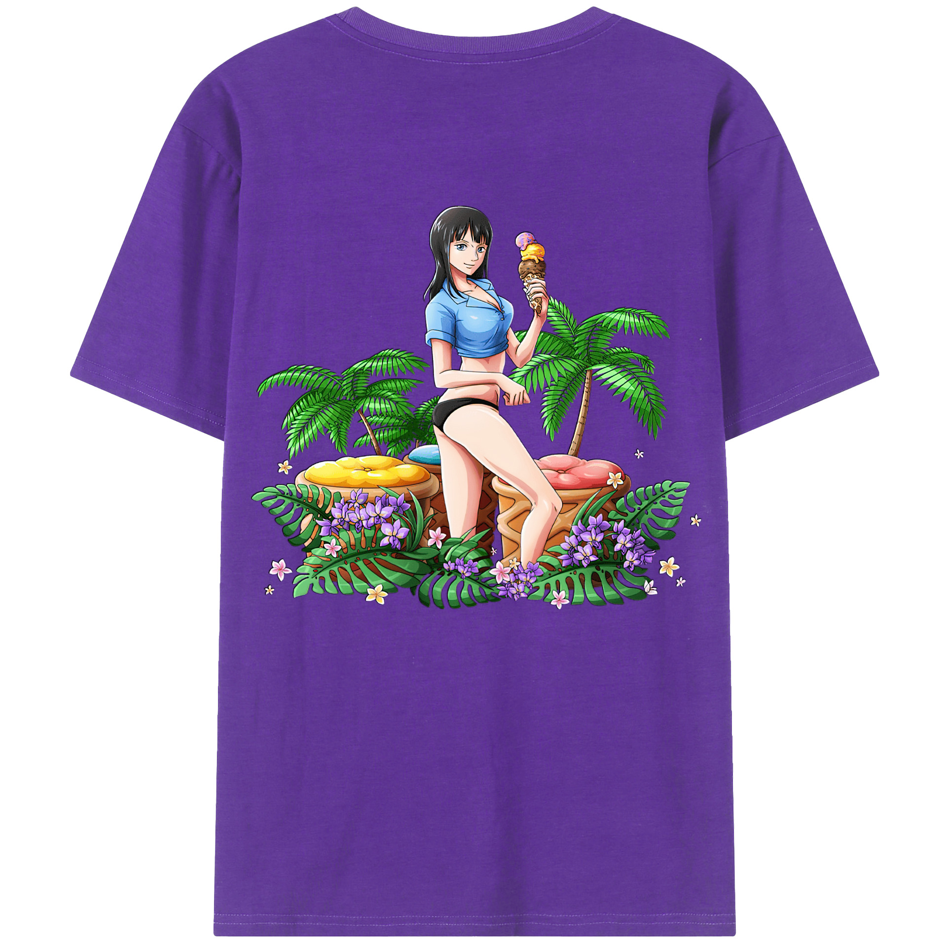 ワンピース ニコ・ロビン ONE PIECE Nico Robin 綿100％半袖Tシャツ（背面プリント）