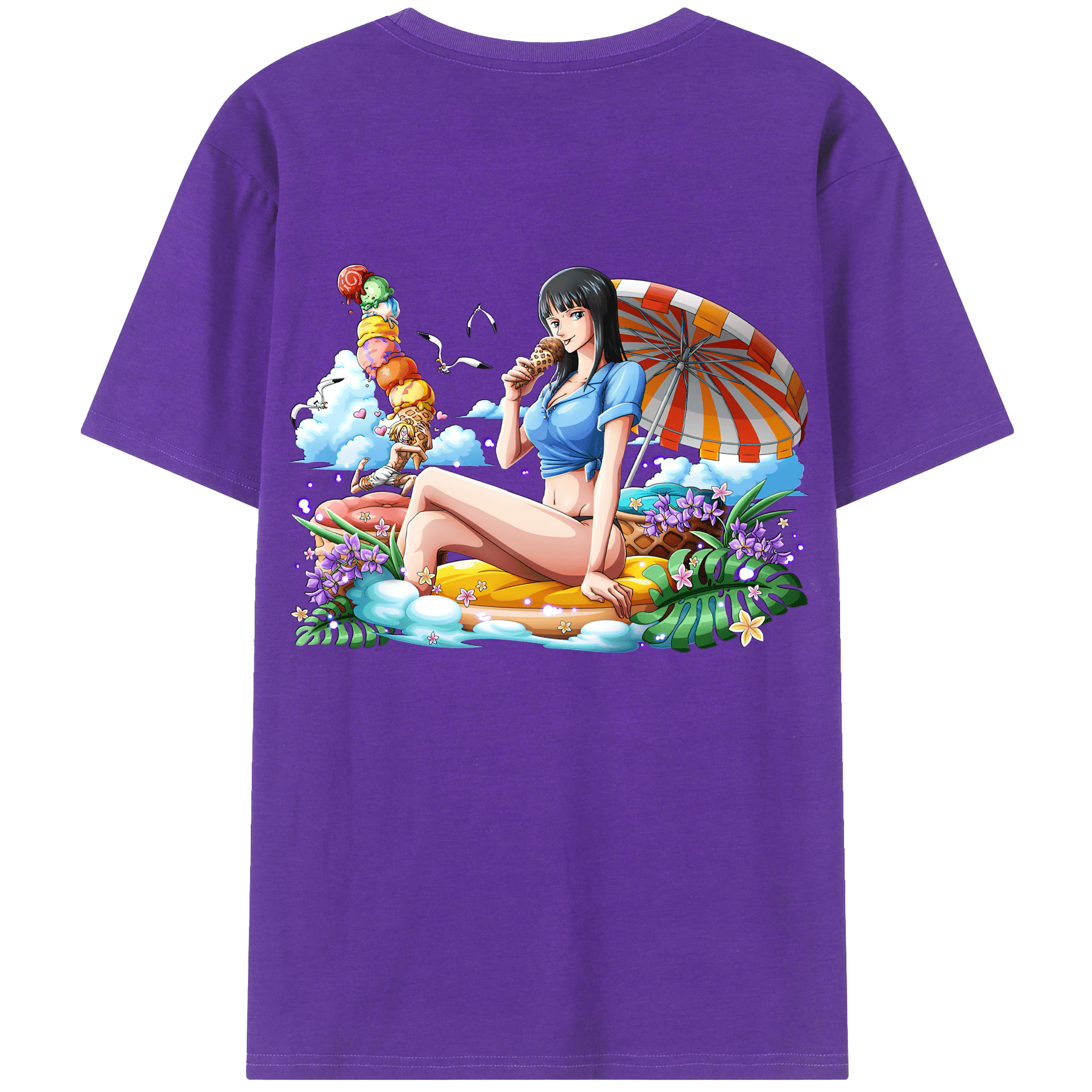 （画像用） ワンピース ニコ・ロビン ONE PIECE Nico Robin 綿100％半袖Tシャツ（背面プリント）
