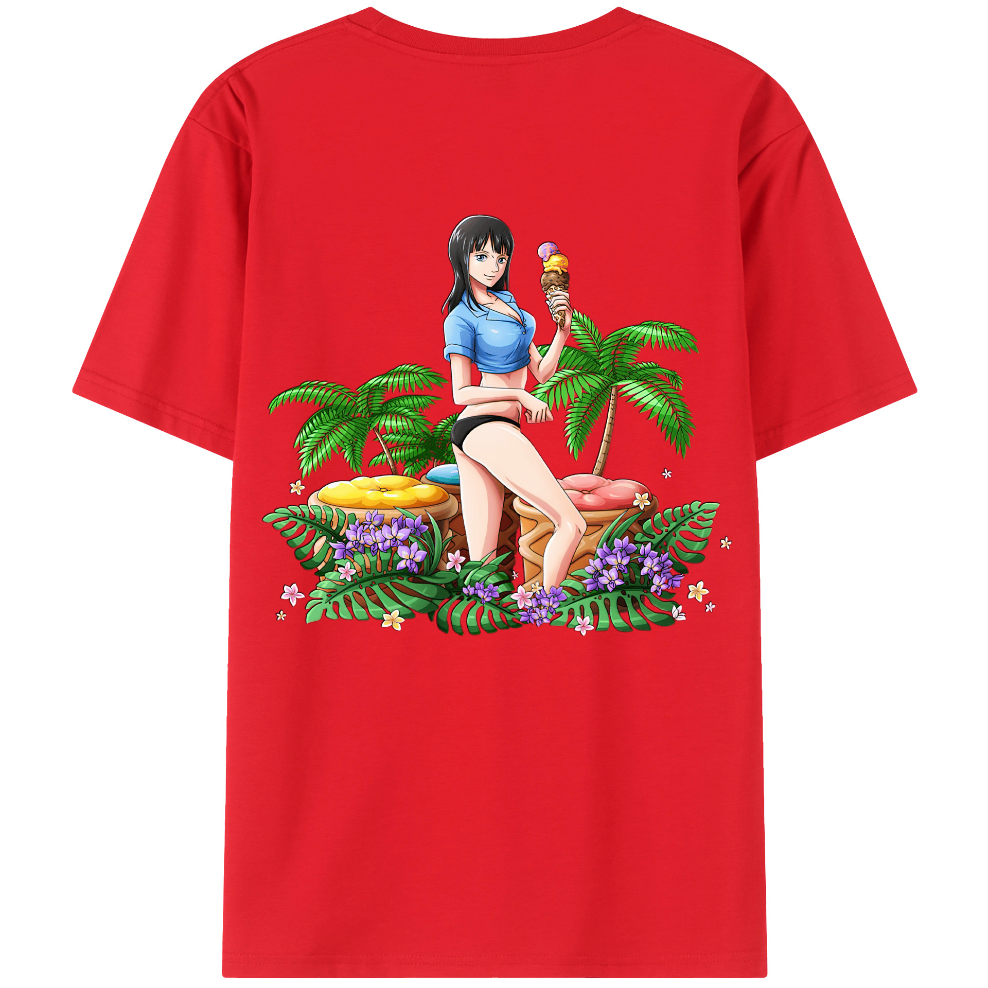 ワンピース ニコ・ロビン ONE PIECE Nico Robin 綿100％半袖Tシャツ（背面プリント）
