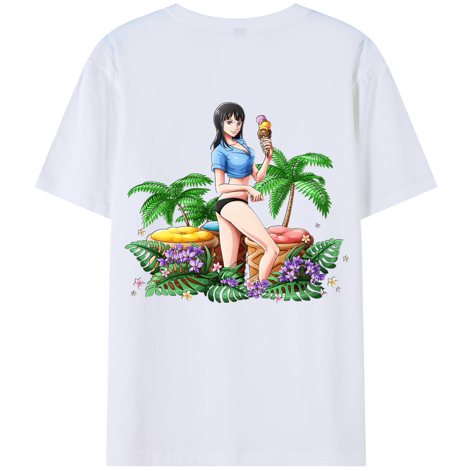 ワンピース ニコ・ロビン ONE PIECE Nico Robin 綿100％半袖Tシャツ（背面プリント）