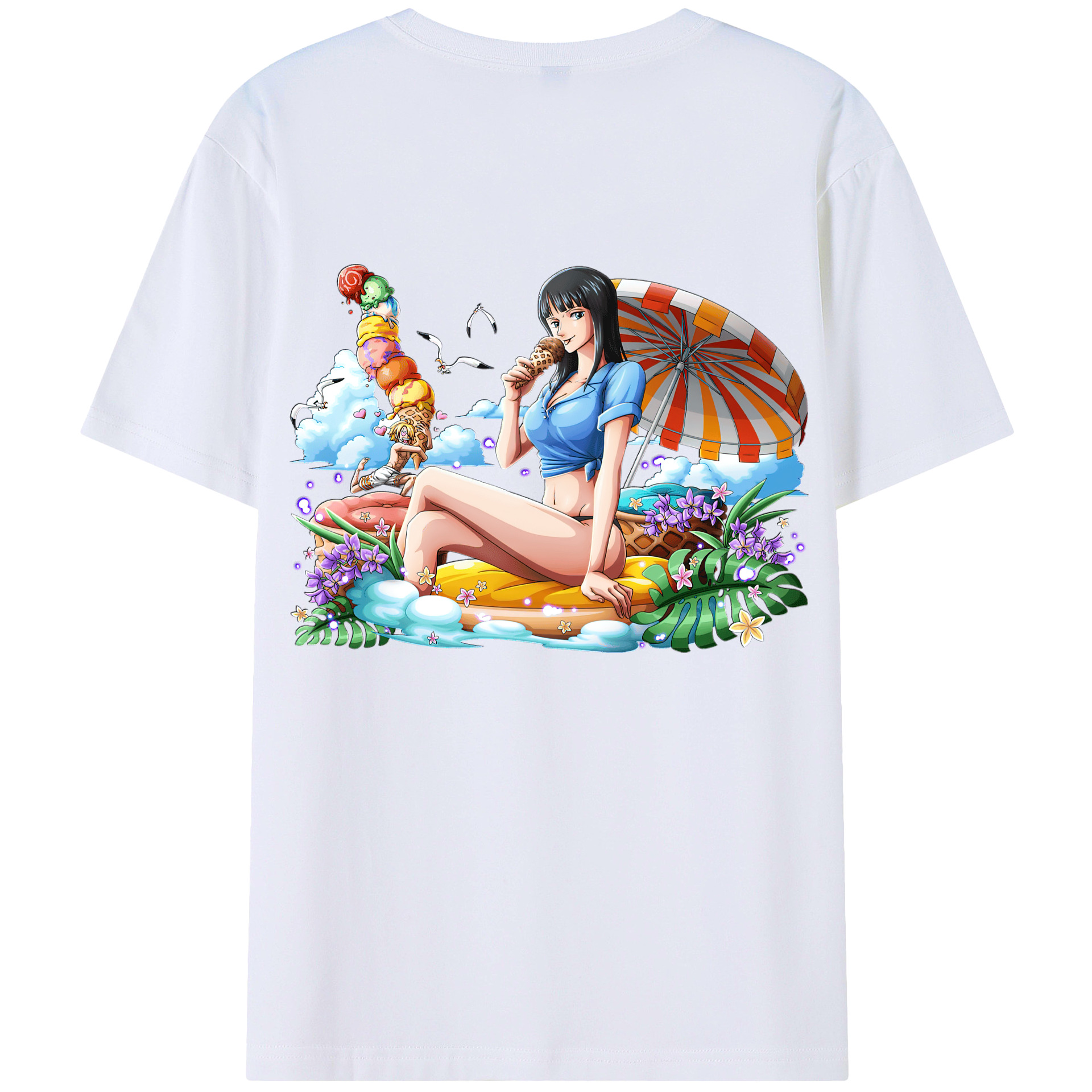 （画像用） ワンピース ニコ・ロビン ONE PIECE Nico Robin 綿100％半袖Tシャツ（背面プリント）
