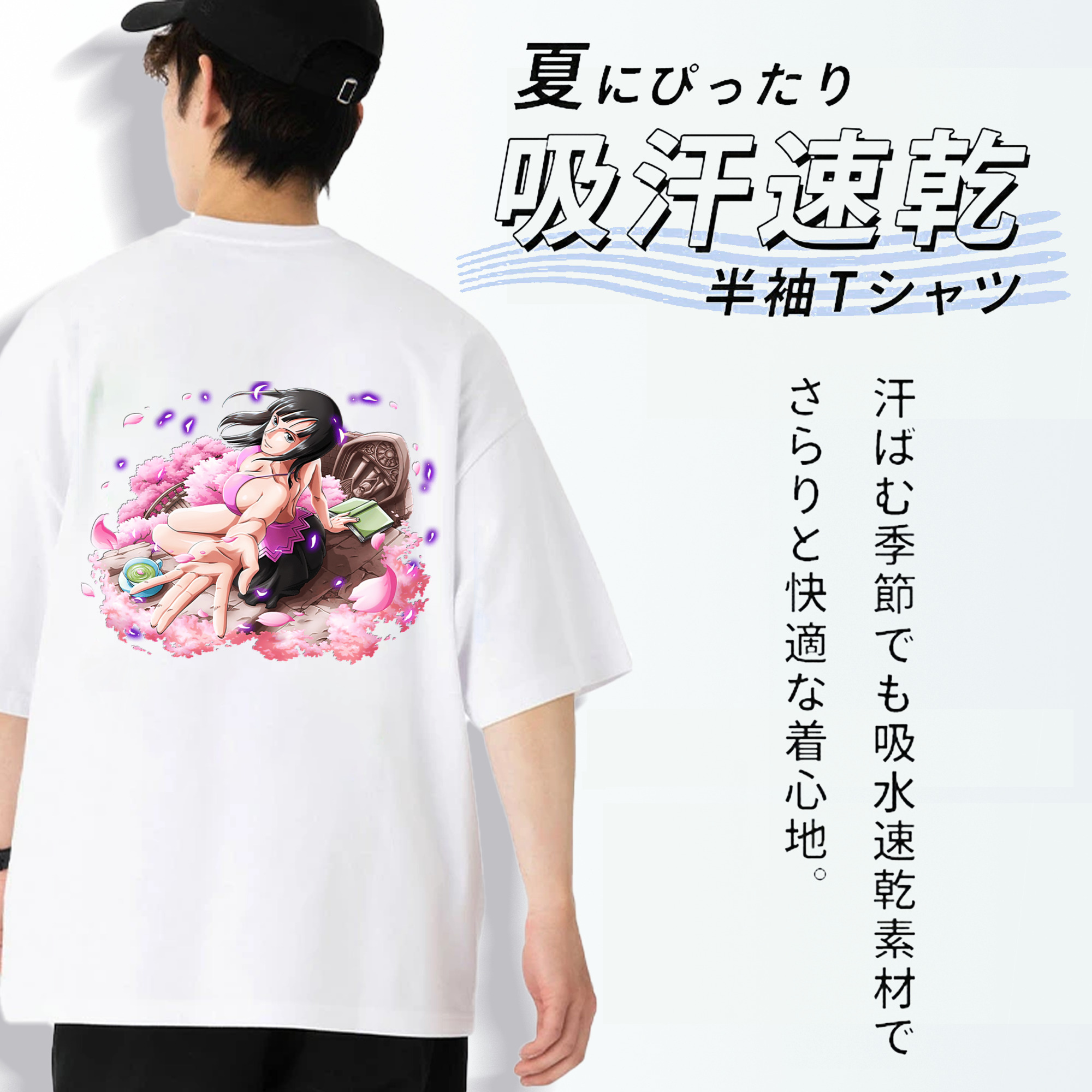 ワンピース ニコ・ロビン ONE PIECE Nico Robin 綿100％半袖Tシャツ（背面プリント）