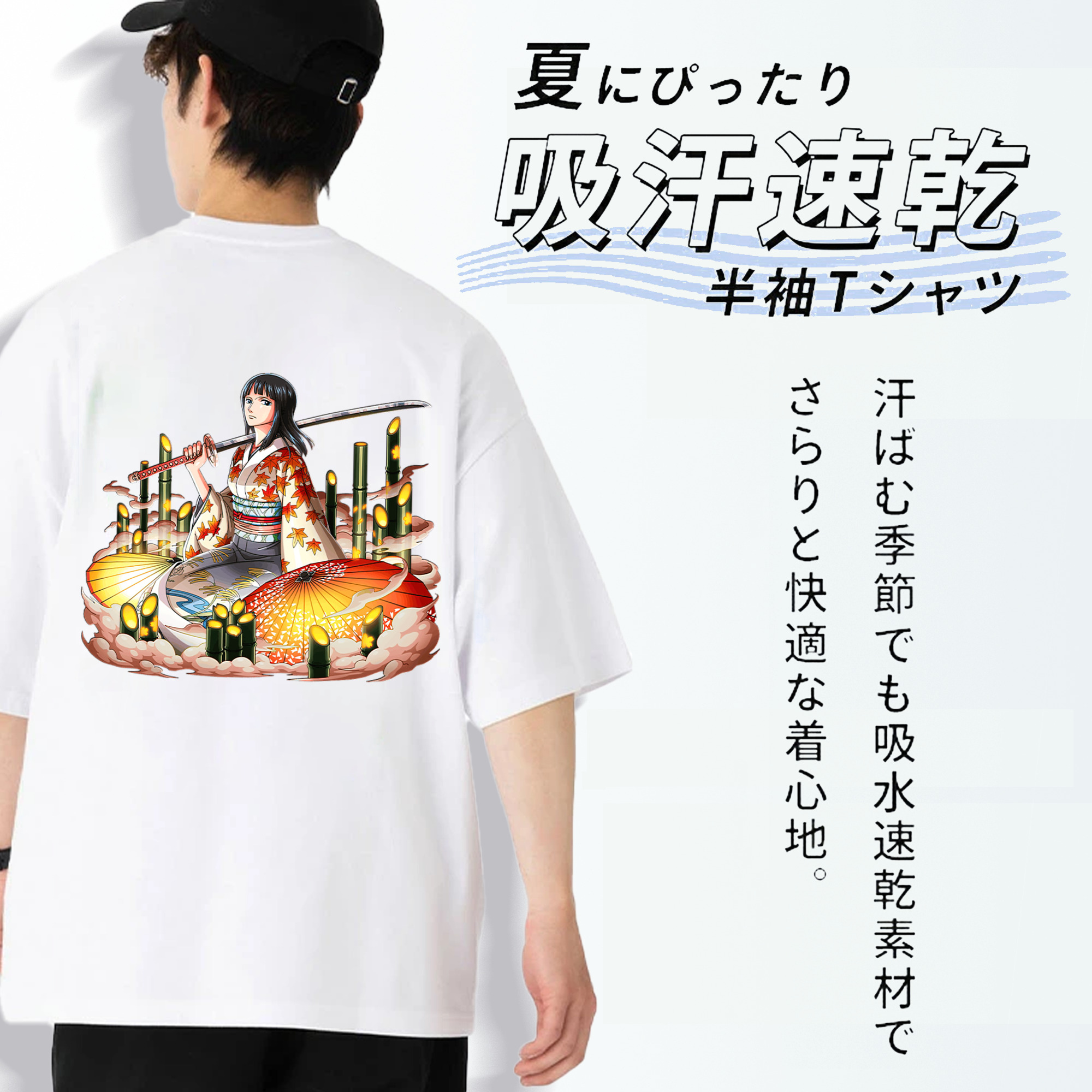 ワンピース ニコ・ロビン ONE PIECE Nico Robin 綿100％半袖Tシャツ（背面プリント）
