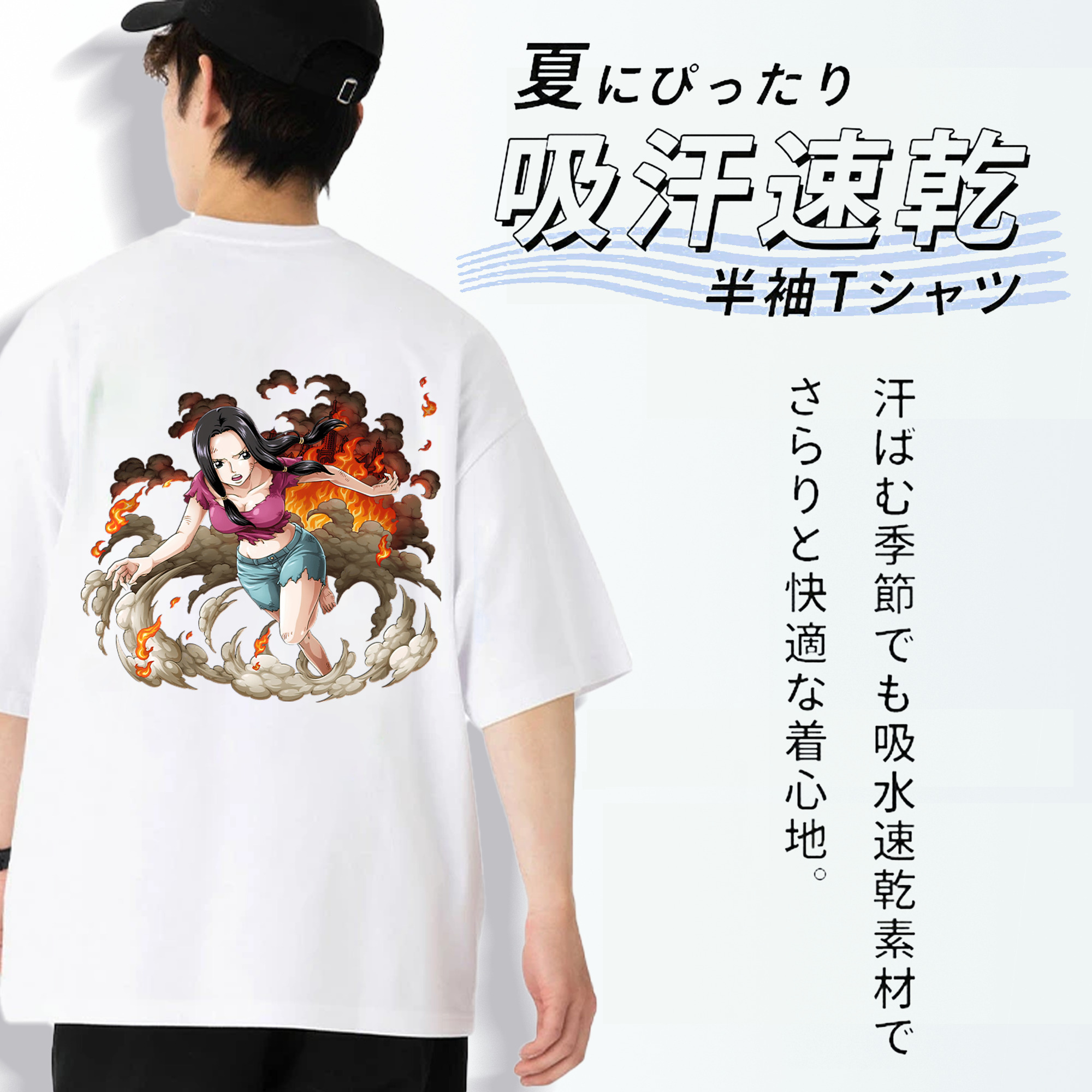 ワンピース ニコ・ロビン ONE PIECE Nico Robin 綿100％半袖Tシャツ（背面プリント）