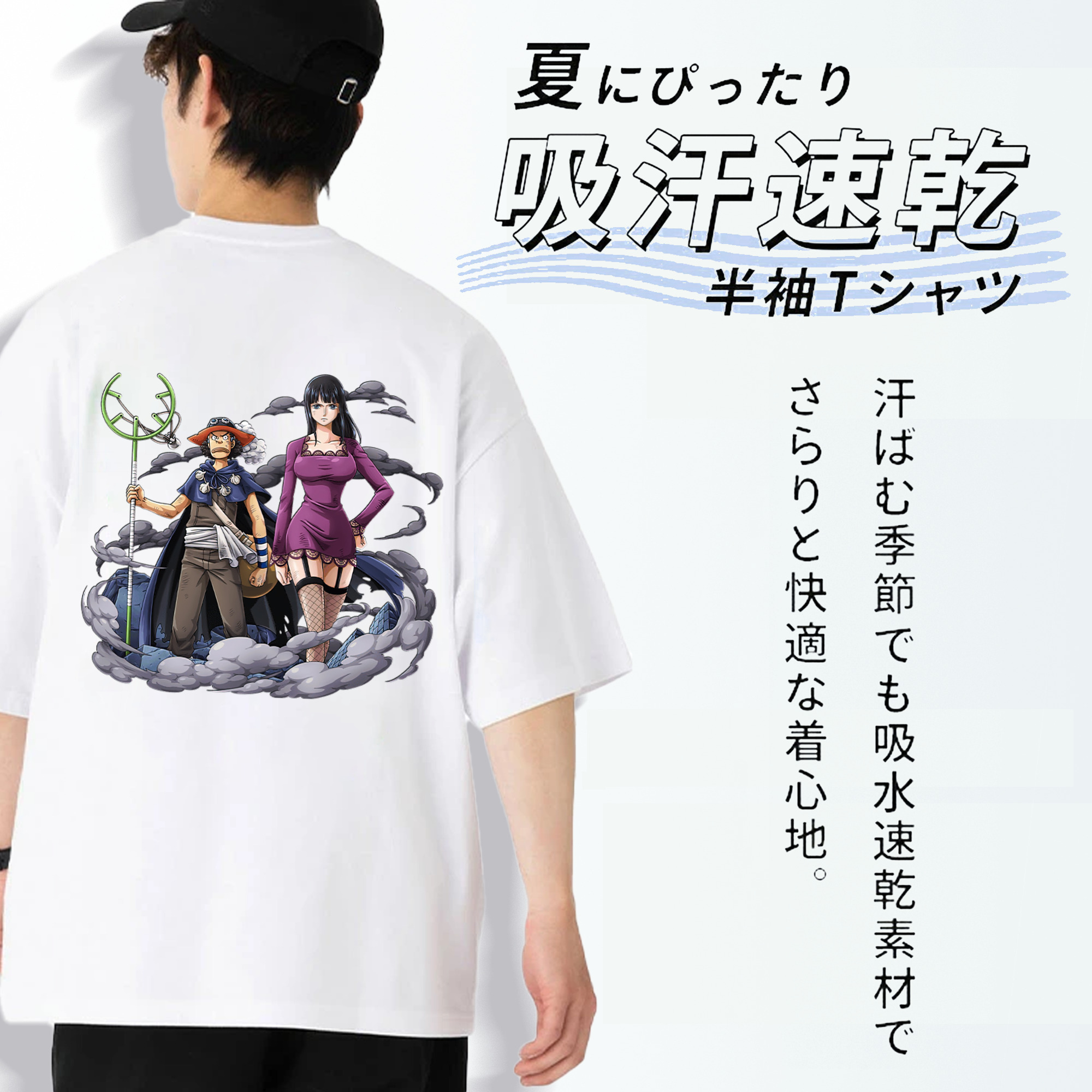 ワンピース ニコ・ロビン ONE PIECE Nico Robin 綿100％半袖Tシャツ（背面プリント）