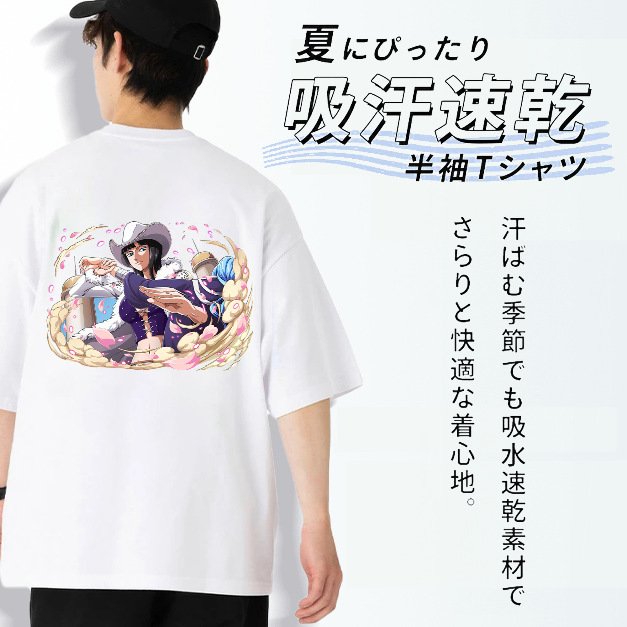 ワンピース ニコ・ロビン ONE PIECE Nico Robin 綿100％半袖Tシャツ（背面プリント）