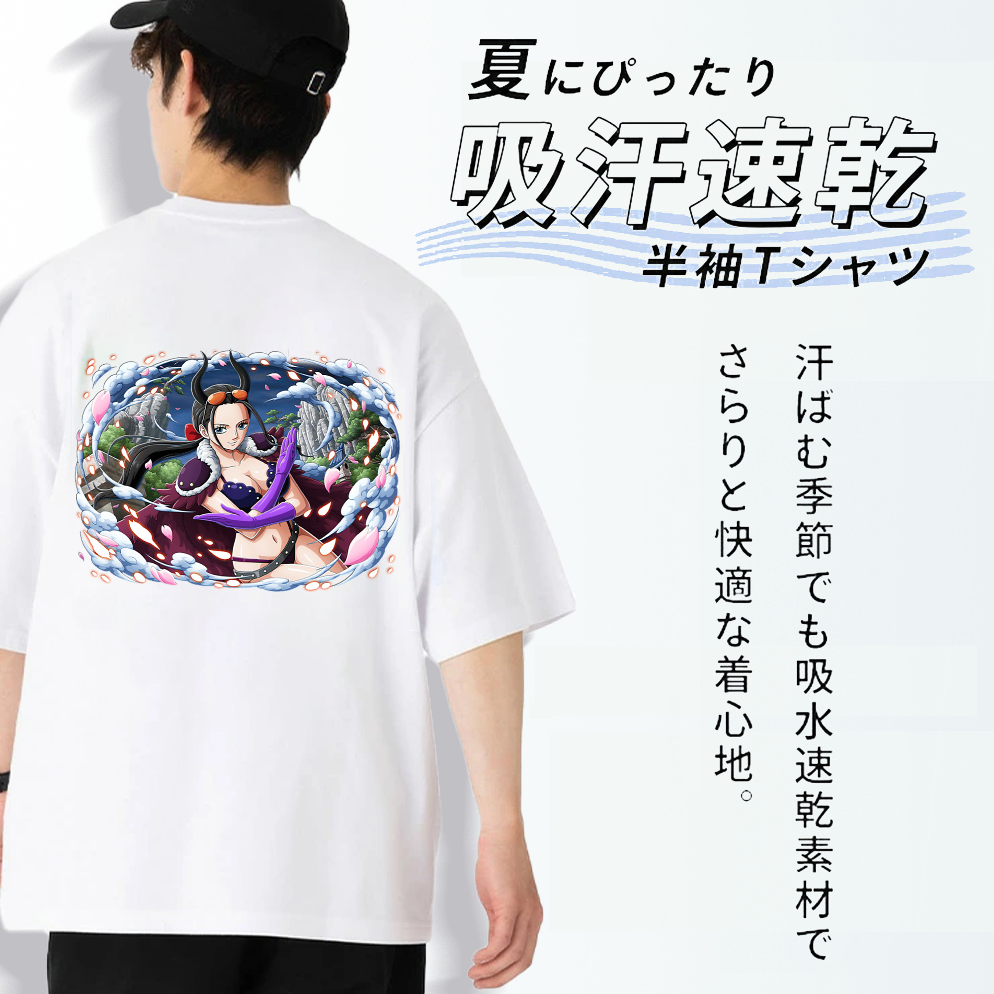 ワンピース ニコ・ロビン ONE PIECE Nico Robin 綿100％半袖Tシャツ（背面プリント）