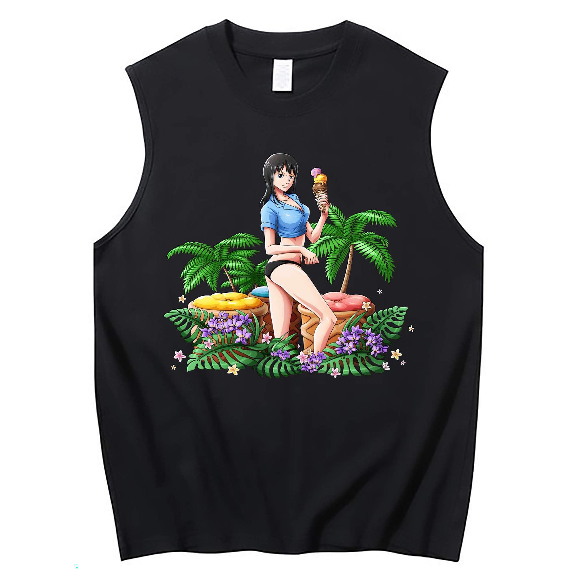 ワンピース ニコ・ロビン ONE PIECE Nico Robin コットン100％タンクトップ（フロントプリント）