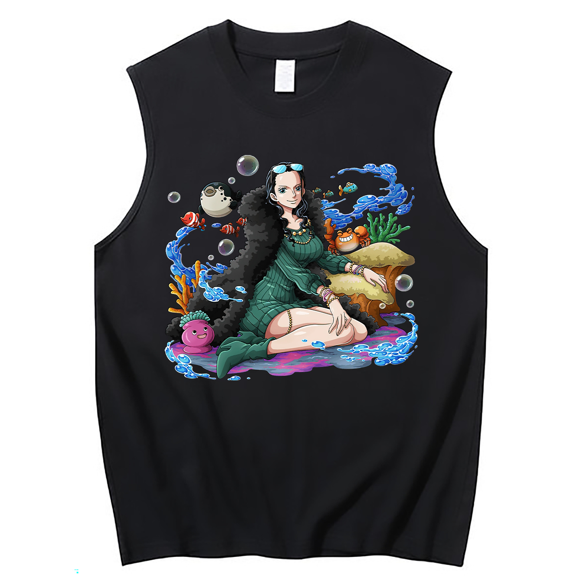 ワンピース ニコ・ロビン ONE PIECE Nico Robin コットン100％タンクトップ（フロントプリント）