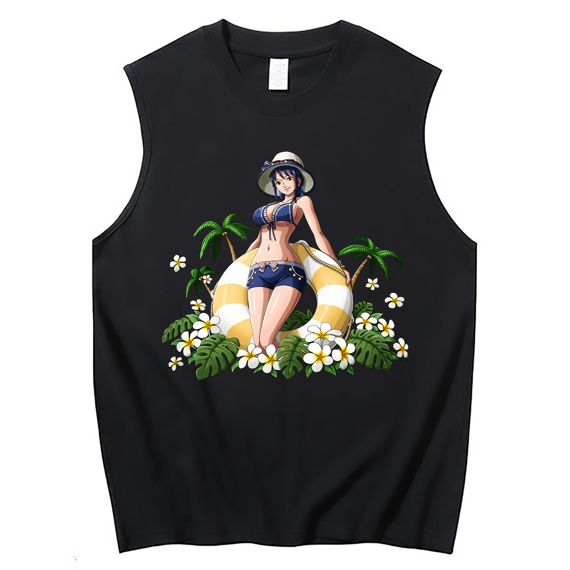 ワンピース ニコ・ロビン ONE PIECE Nico Robin コットン100％タンクトップ（フロントプリント）