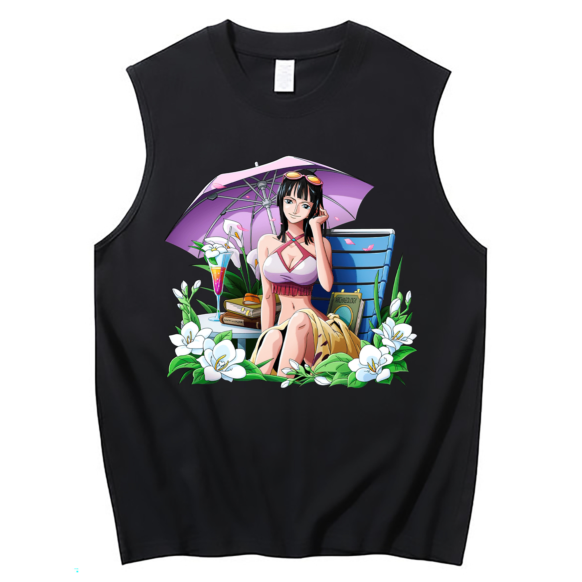 ワンピース ニコ・ロビン ONE PIECE Nico Robin コットン100％タンクトップ（フロントプリント）