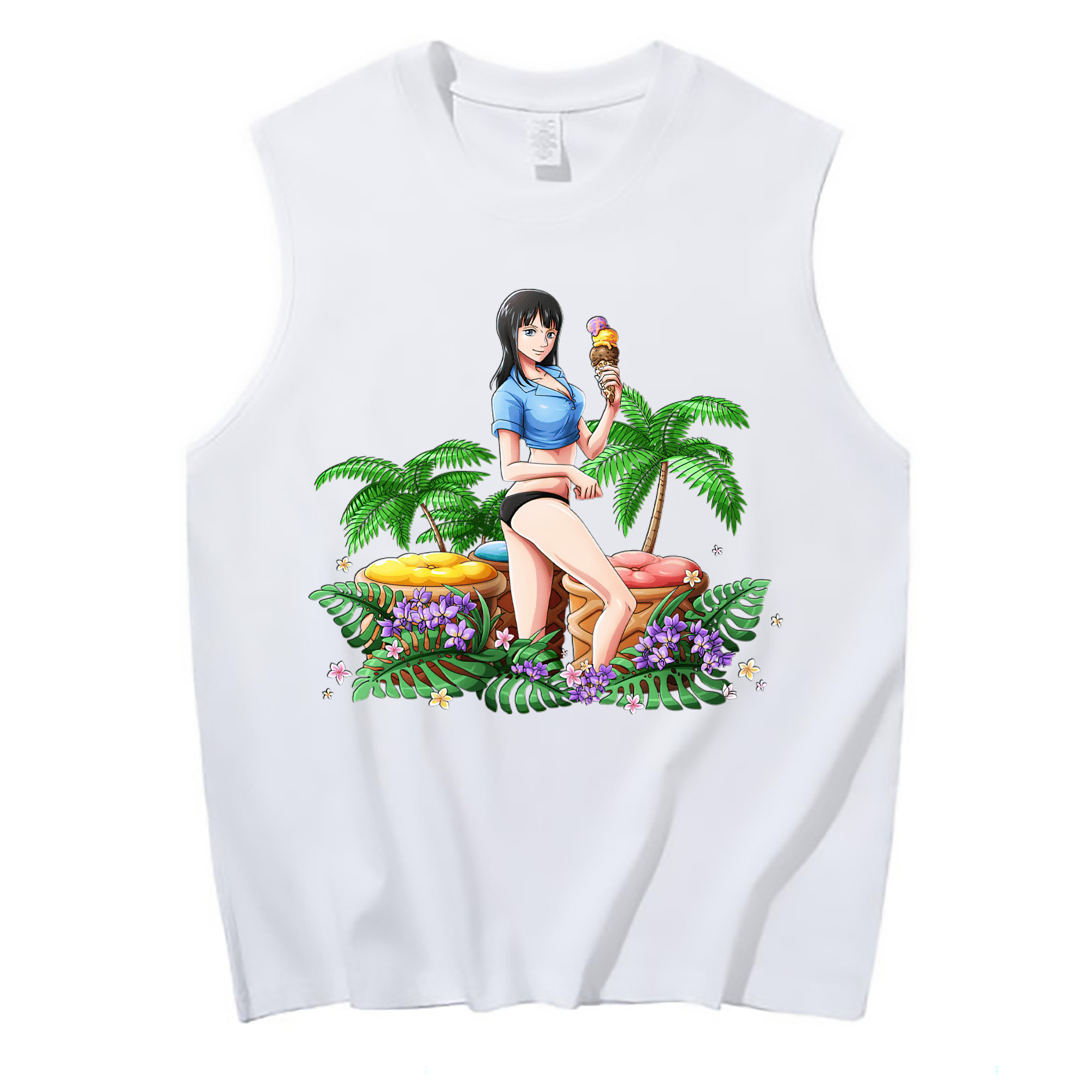 ワンピース ニコ・ロビン ONE PIECE Nico Robin コットン100％タンクトップ（フロントプリント）
