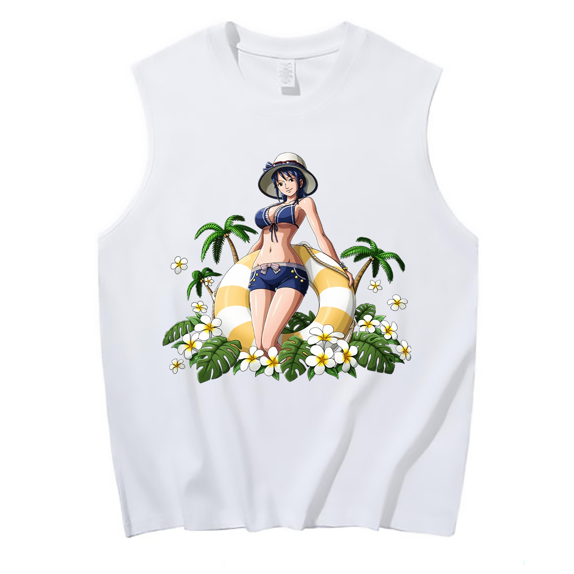 ワンピース ニコ・ロビン ONE PIECE Nico Robin コットン100％タンクトップ（フロントプリント）
