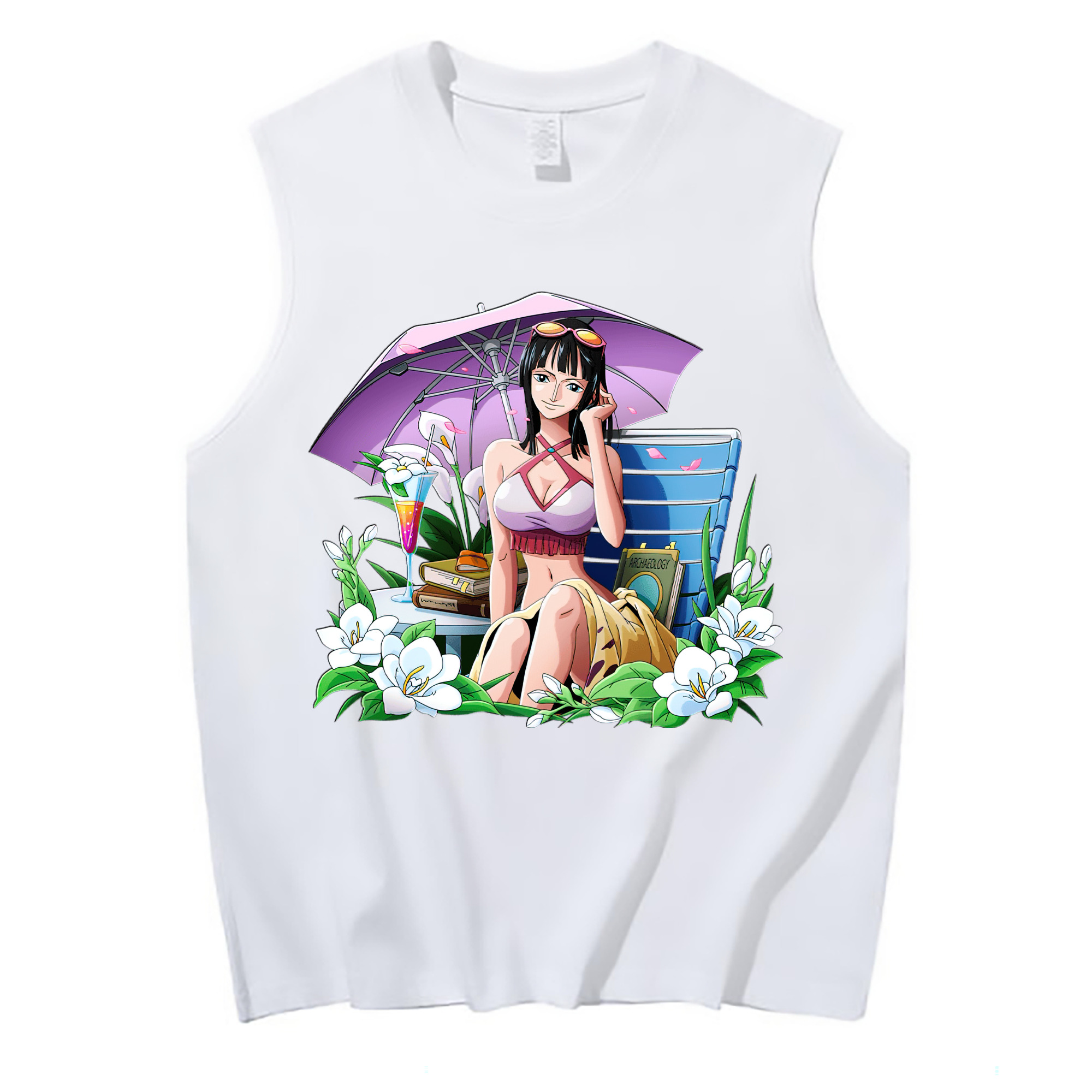 ワンピース ニコ・ロビン ONE PIECE Nico Robin コットン100％タンクトップ（フロントプリント）