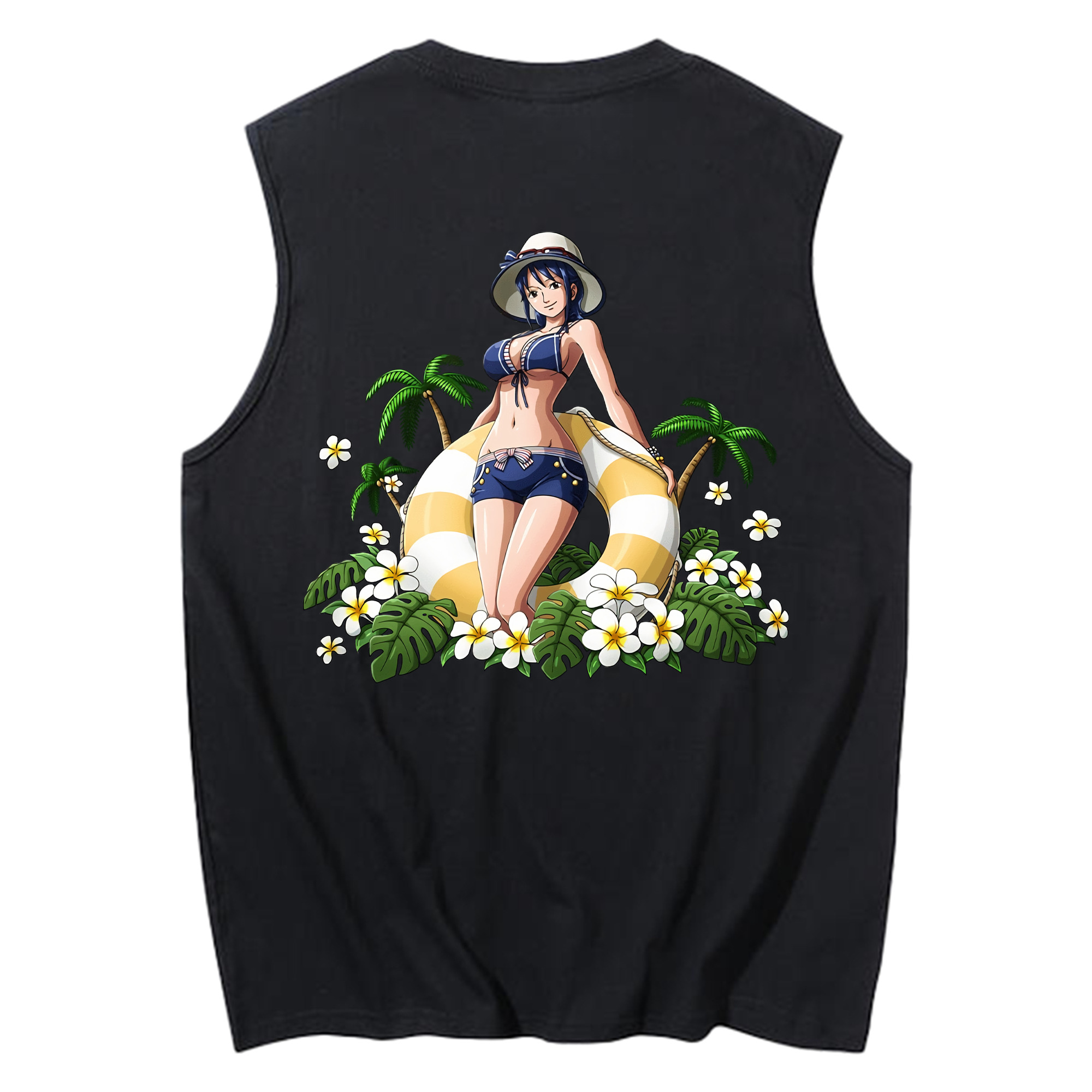 ワンピース ニコ・ロビン ONE PIECE Nico Robin コットン100％タンクトップ（背面プリント）