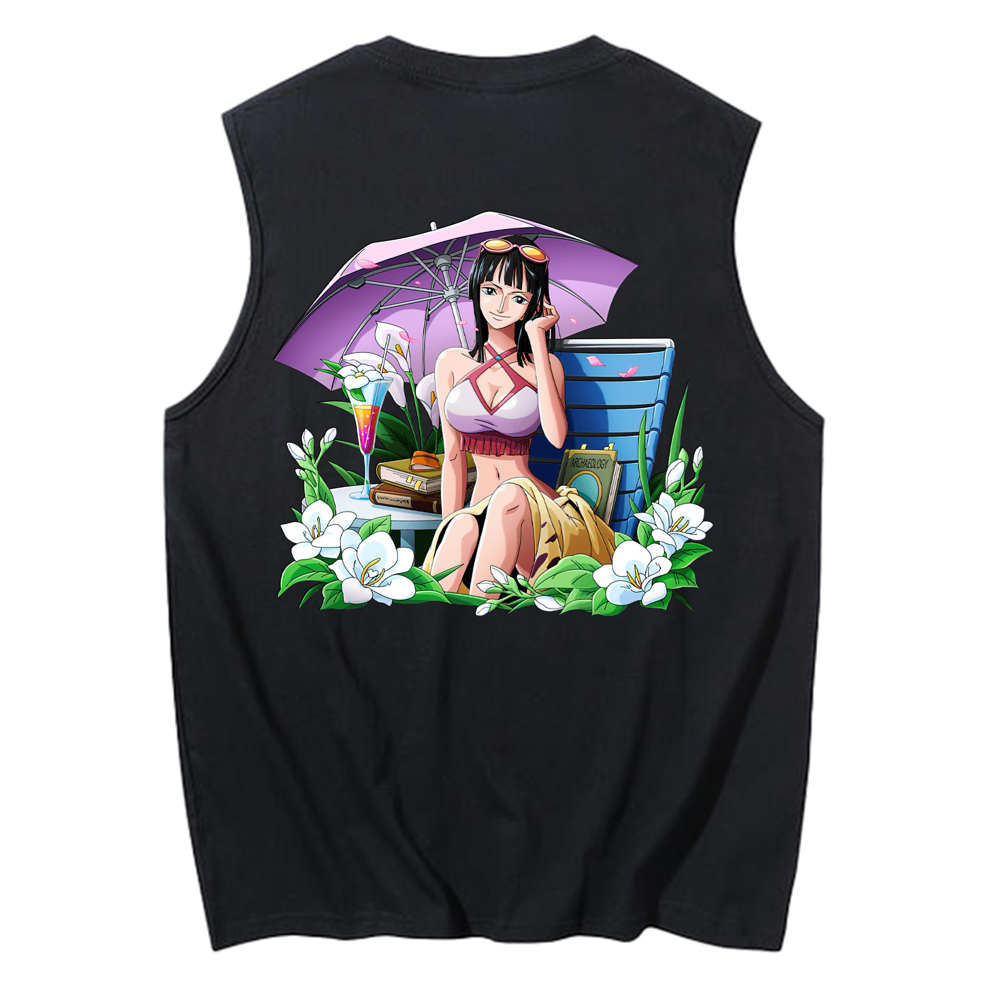 ワンピース ニコ・ロビン ONE PIECE Nico Robin コットン100％タンクトップ（背面プリント）