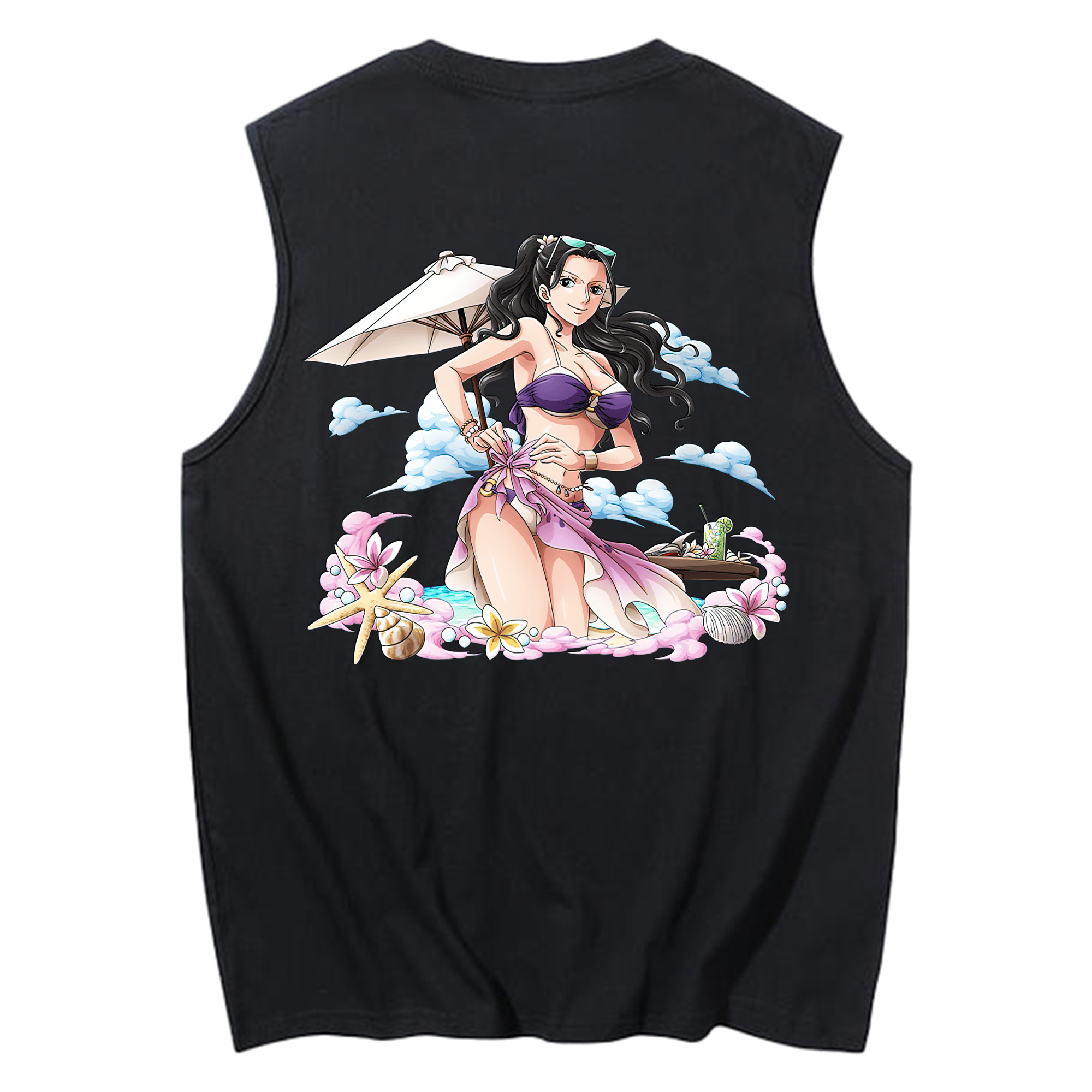 ワンピース ニコ・ロビン ONE PIECE Nico Robin コットン100％タンクトップ（背面プリント）
